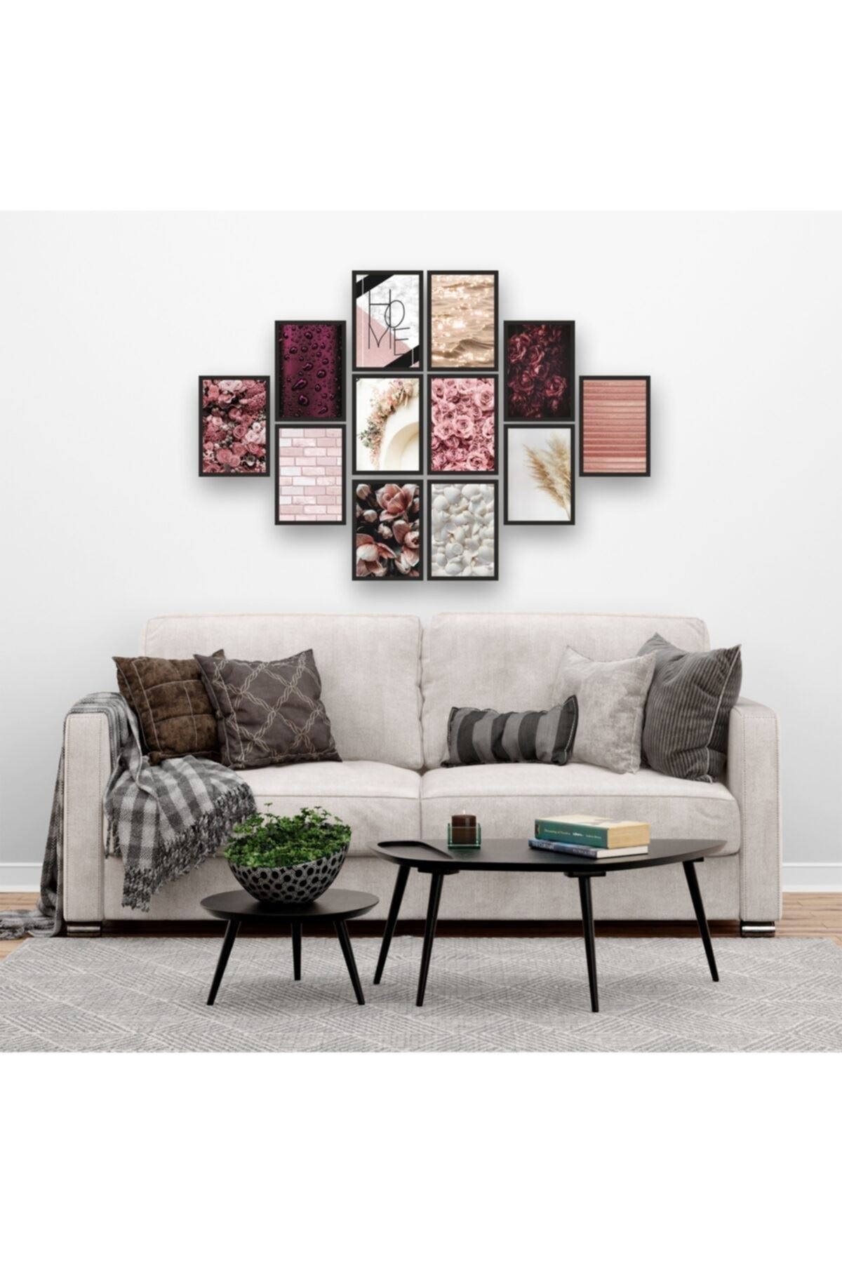 12 Parça Çerçeve Görünümlü Mdf Tablo Seti