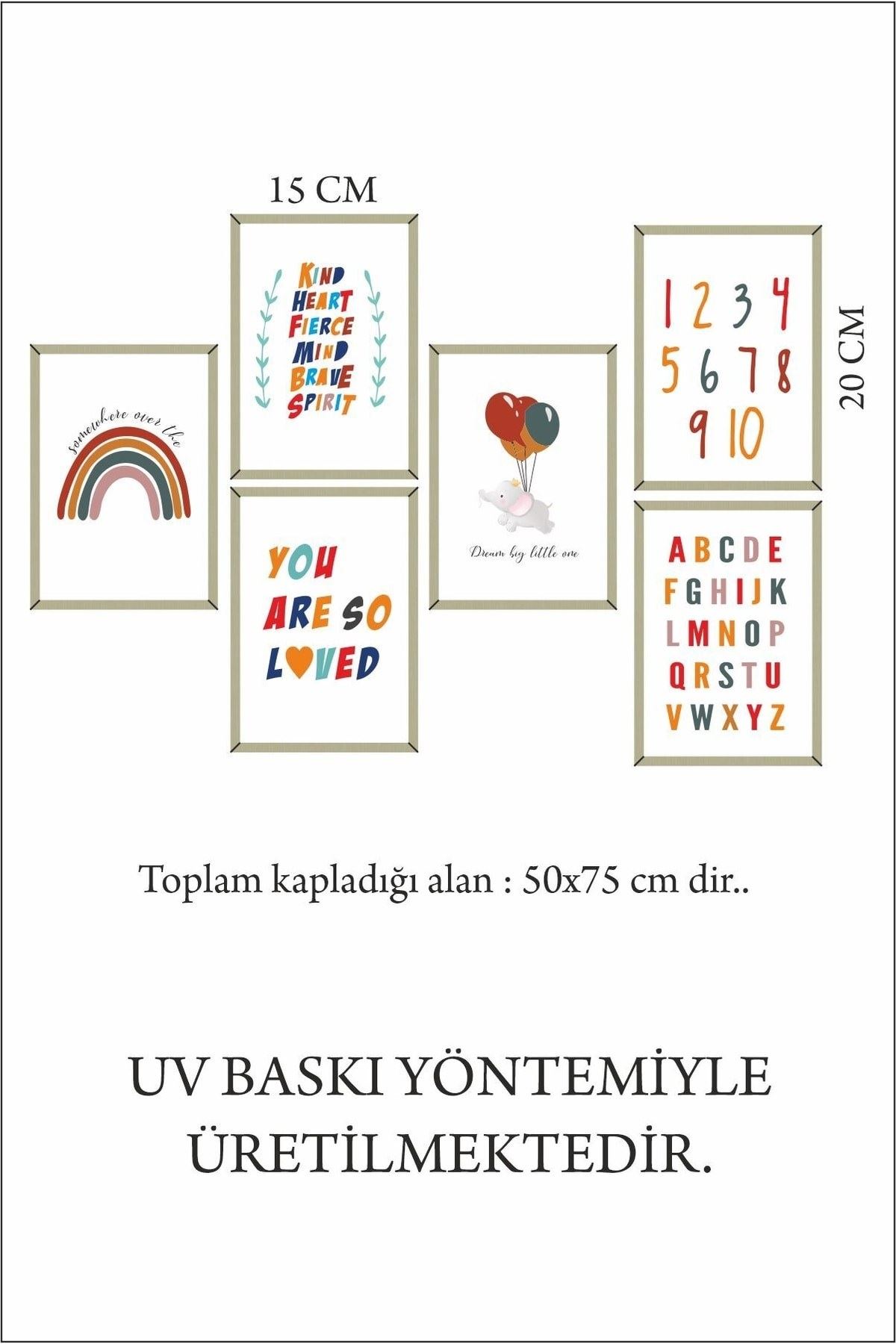 6'lı Çerçeve Görünümlü Çocuk Odası Fil Model Mdf Tablo 20 x 15