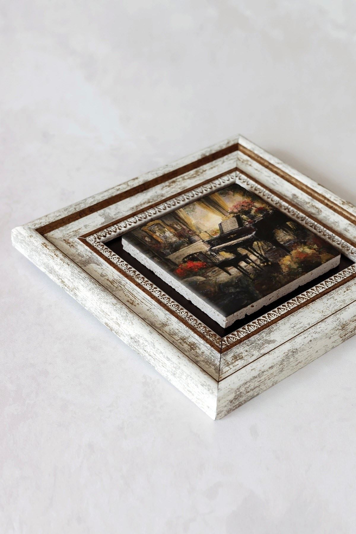 Piyano Çerçeveli Taş Tablo , Çerçeveli Taş Duvar Dekoru-enkcrcvtbl-00164 20 cm