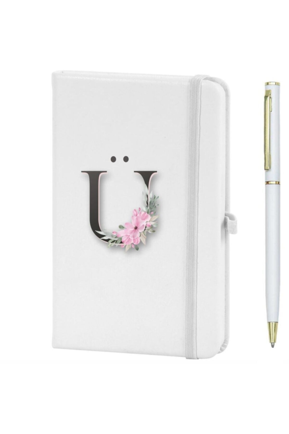 Ü Harfi Çiçek Desen Baskılı Defter