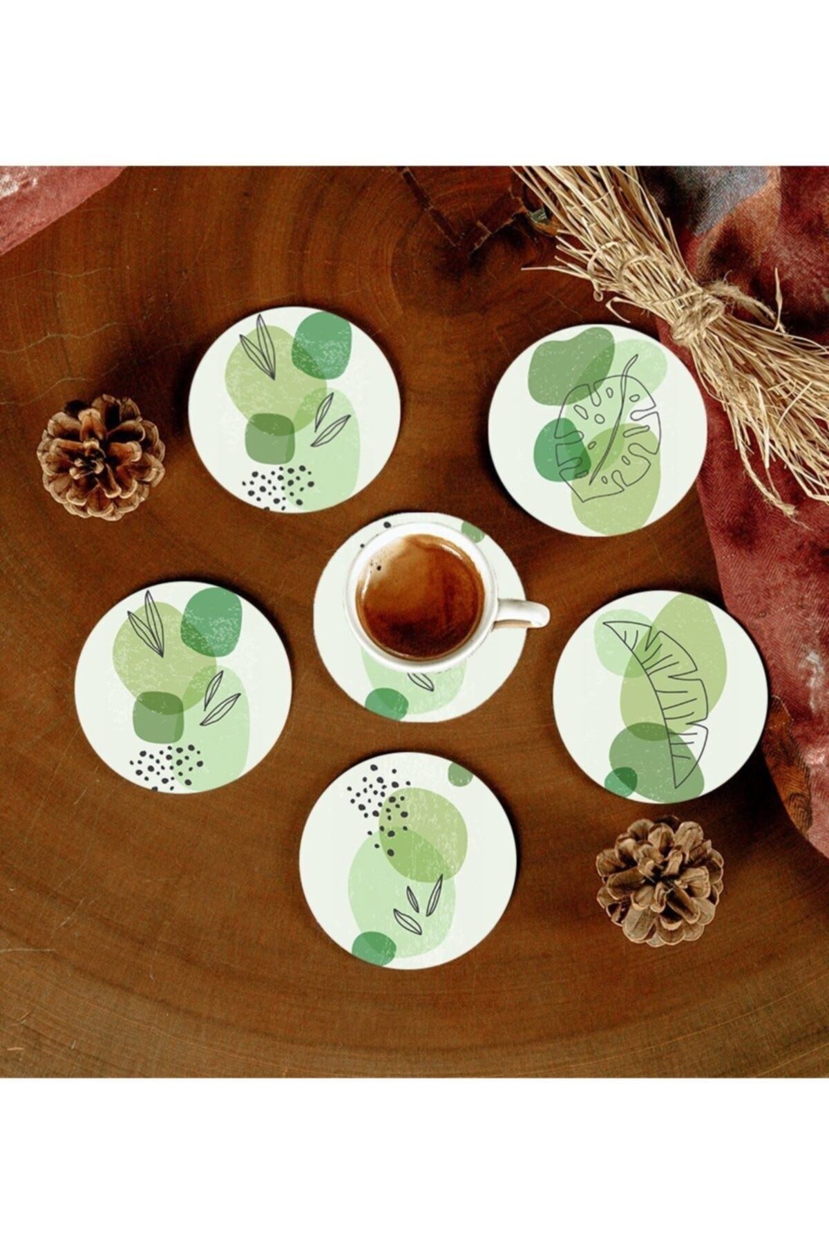 6 Adet Desenli Mdf Bardak Altlığı