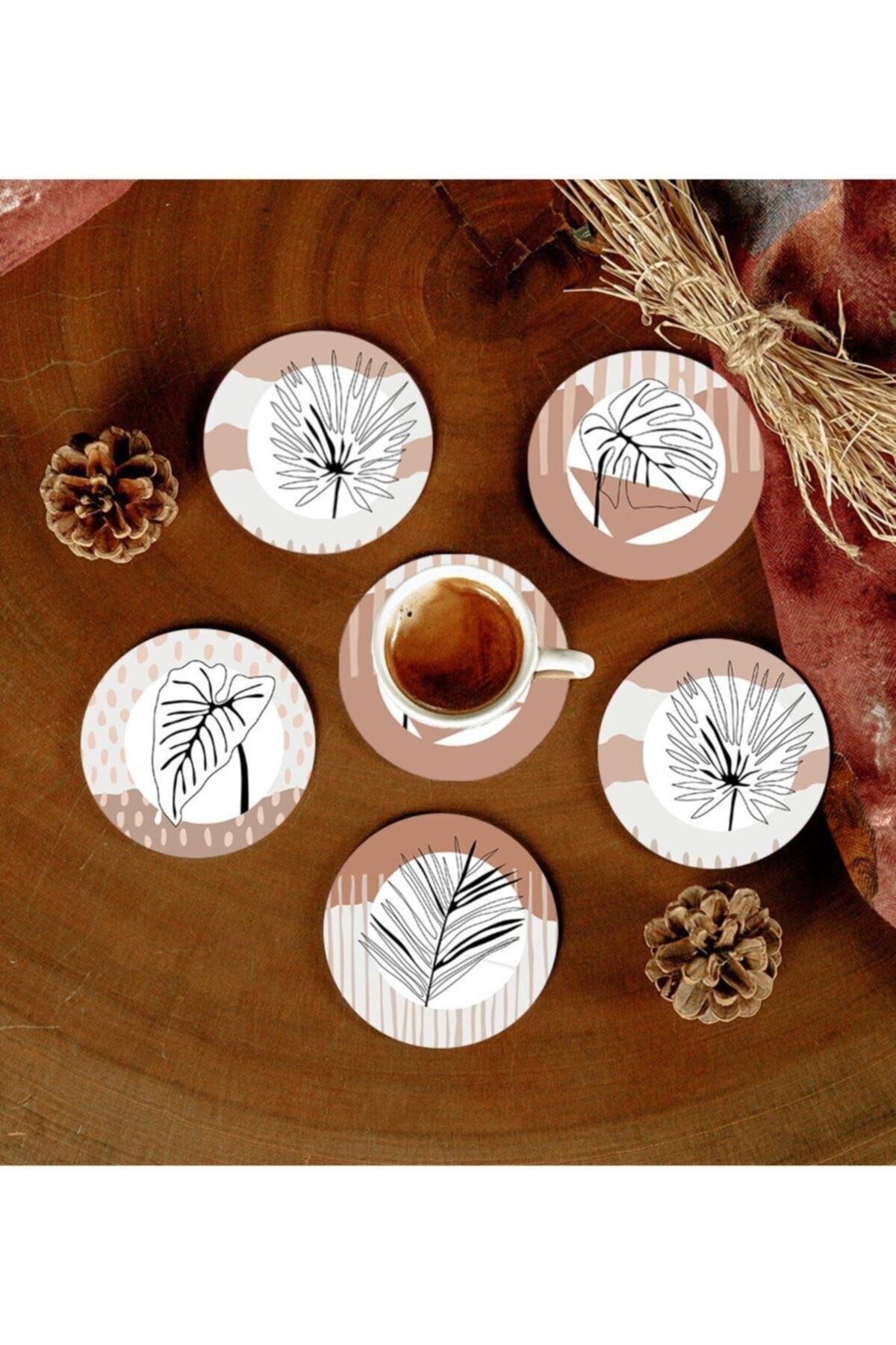 6 Adet Desenli Mdf Bardak Altlığı