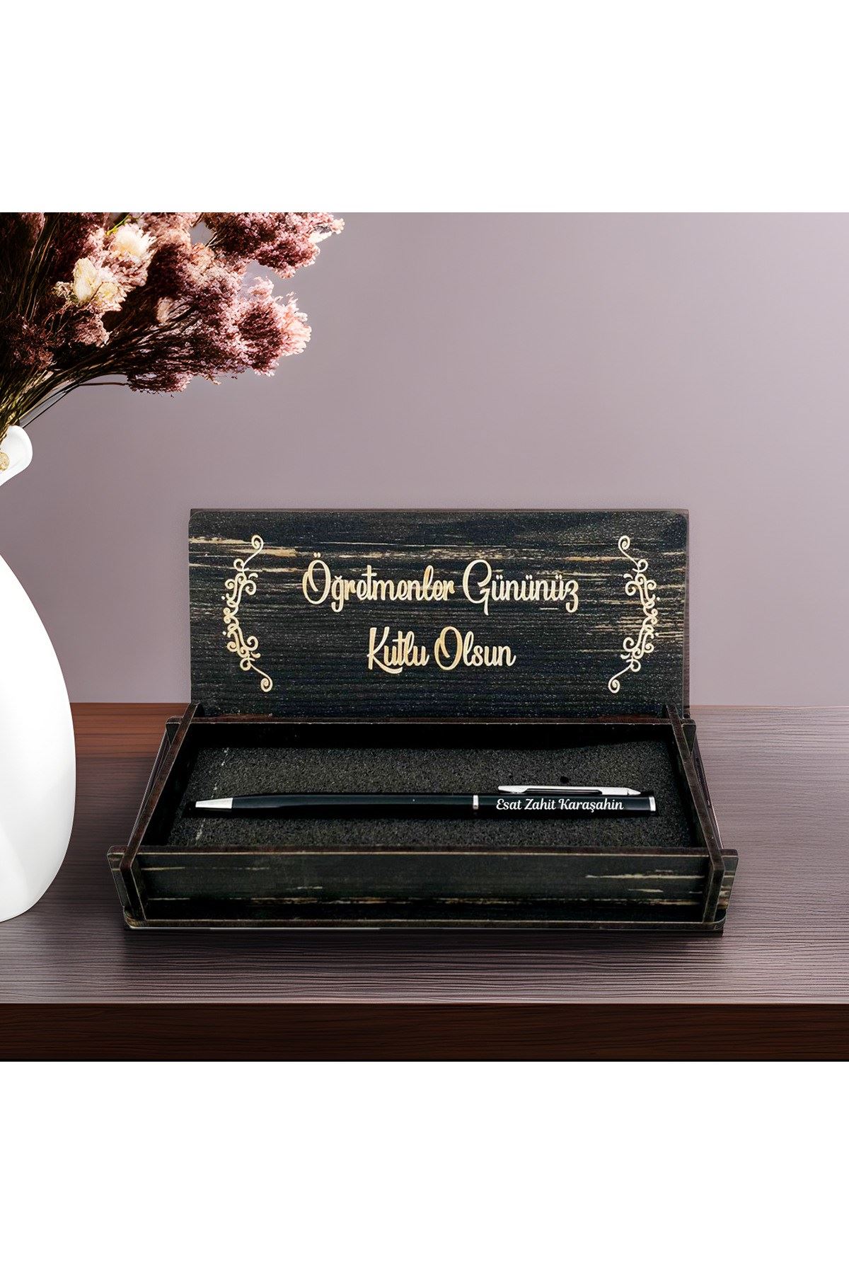Öğretmenler Günü Kişiye Özel Kalem ve Ahşap Kutu