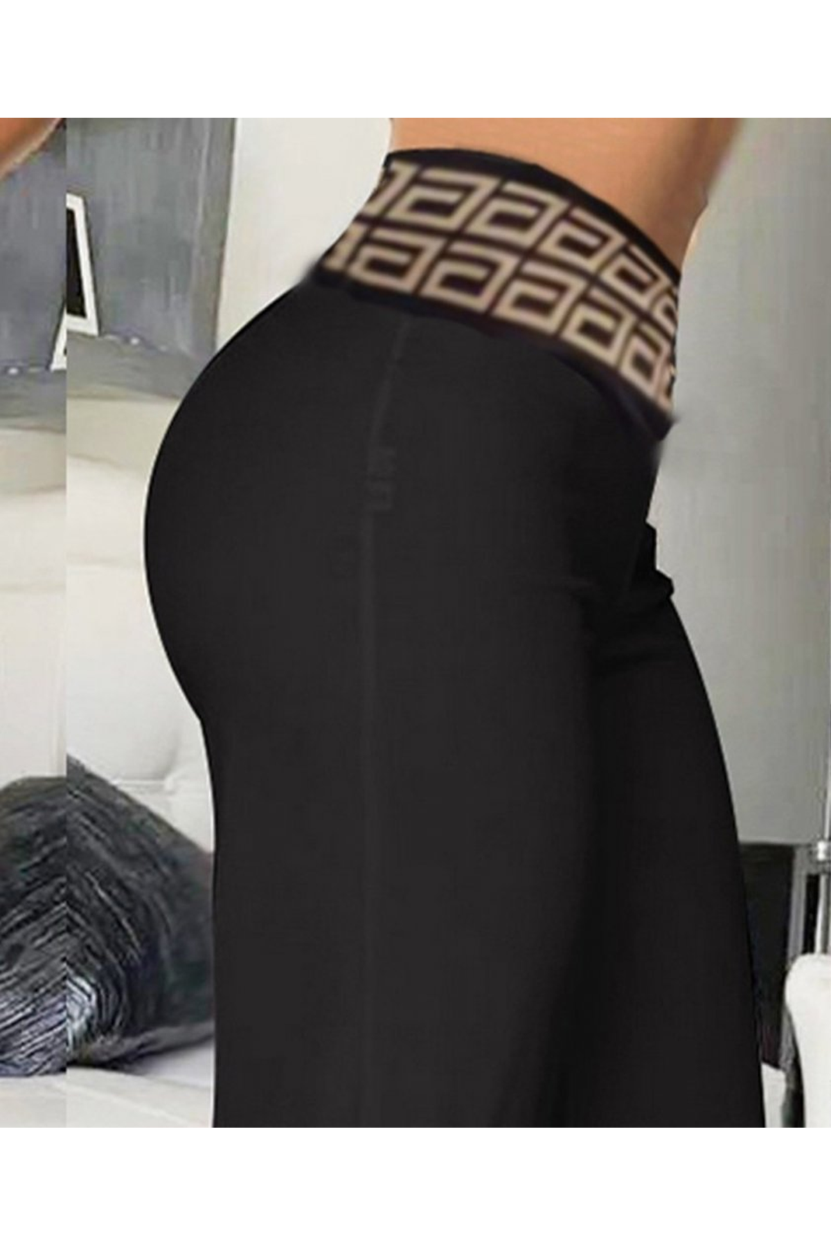 Kadın Belde Kruvaze Ve Ribana Detay Ispanyol Paça Ithal Krep Pantolon