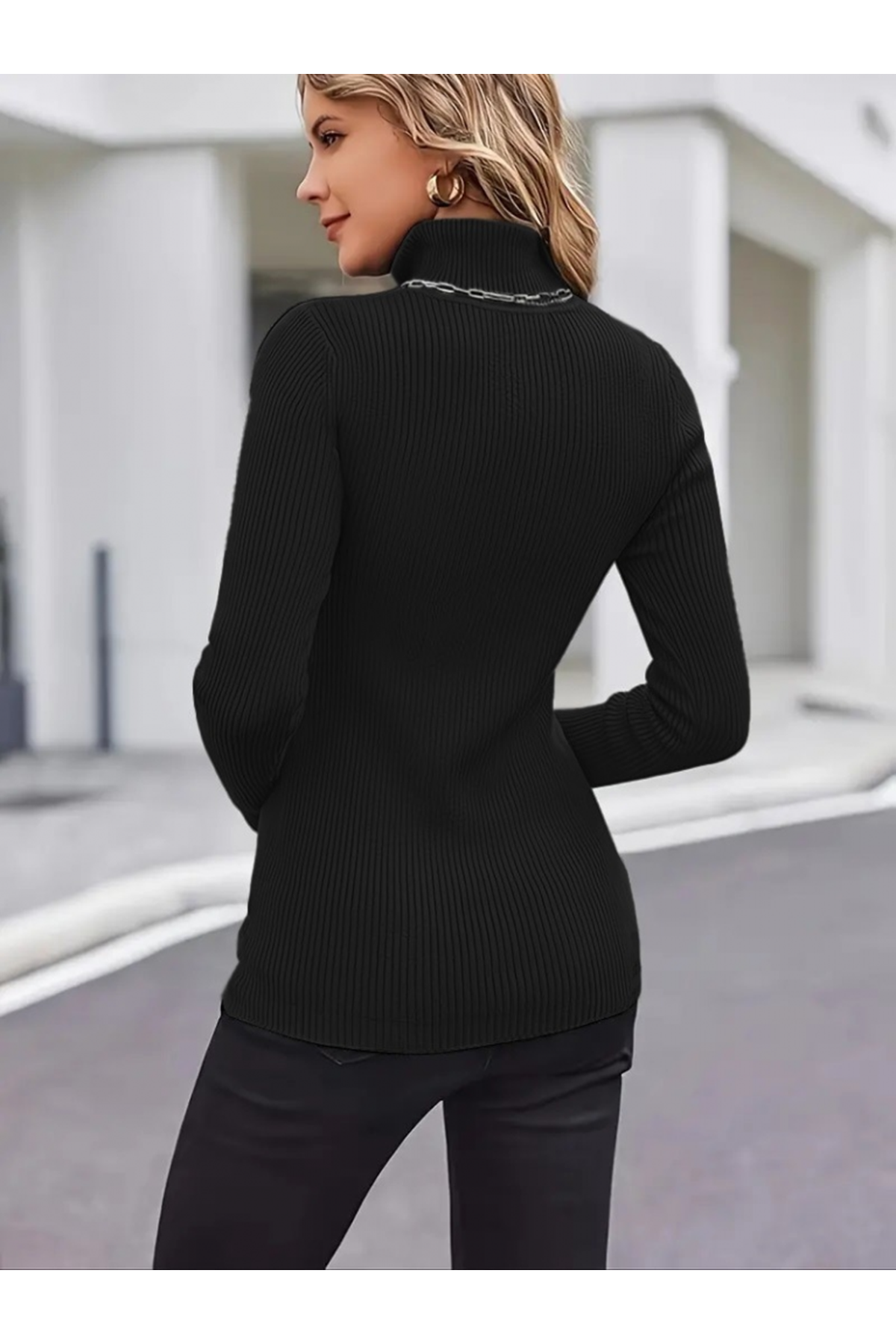 Kadın Uzun Kollu Balıkçı Yaka Kaşkorse Bluz