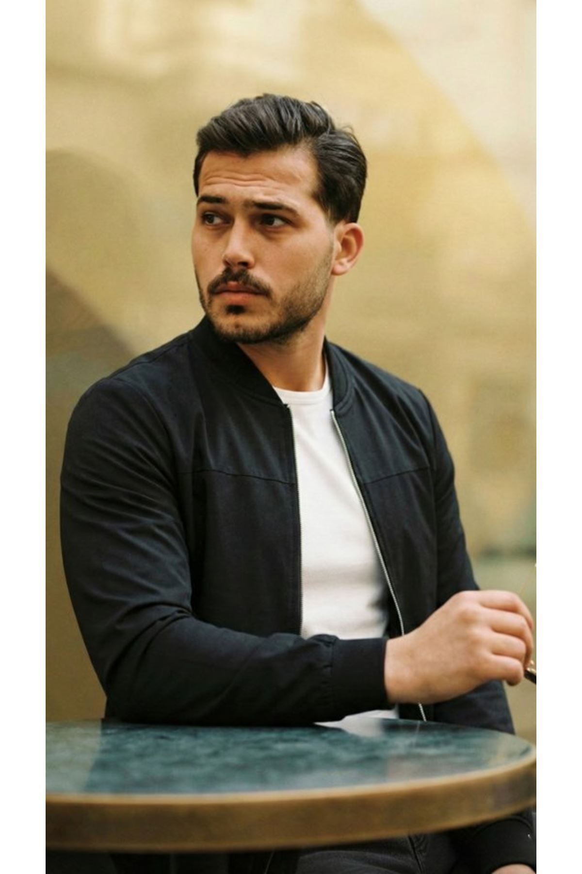 Erkek İçi Astarlı Su Geçirmez Bomber Mevsimlik Ceket - Siyah