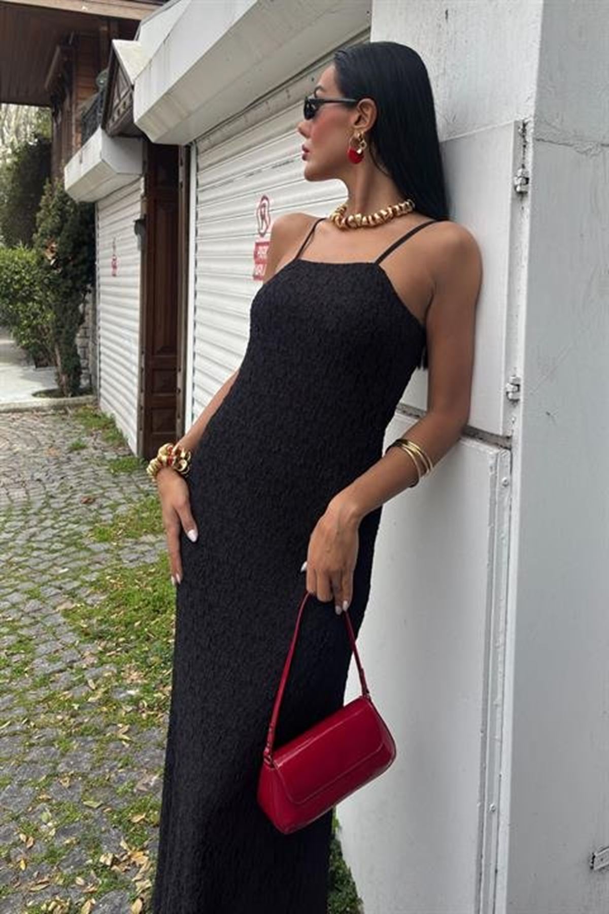 Askıları Ayarlanabilir Örme Dantel Elbise 2879