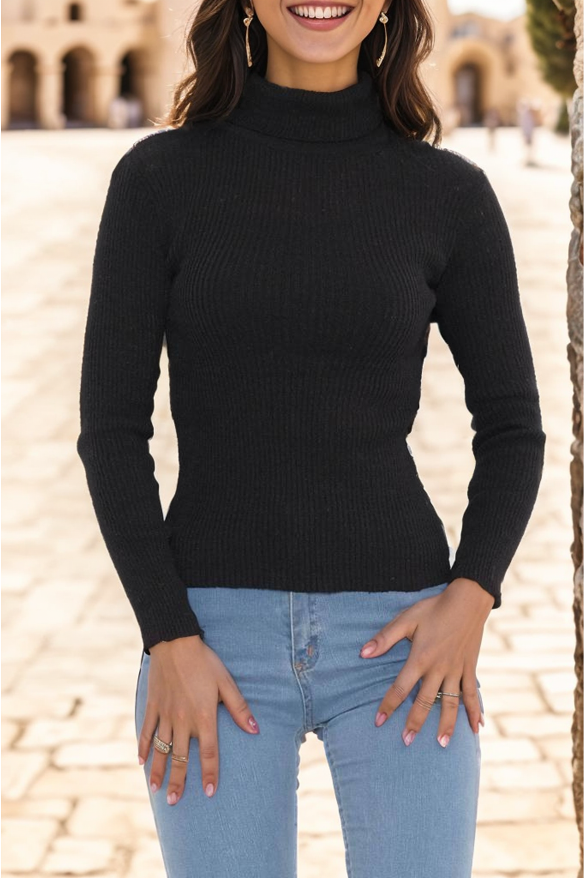 Balıkçı Yaka Body Siyah