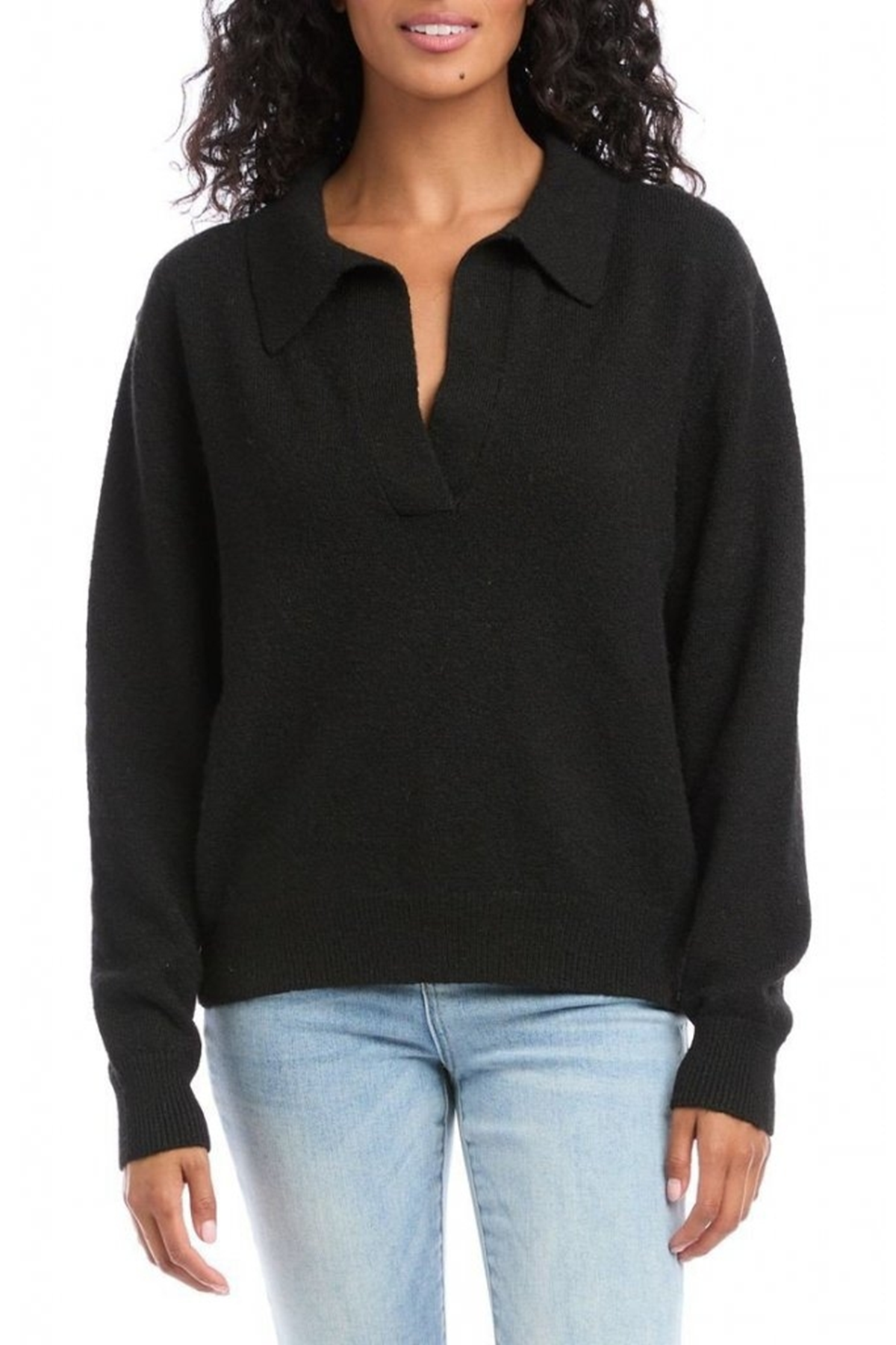 Kadın Beyaz Uzun Kollu Yakalı Triko Bluz