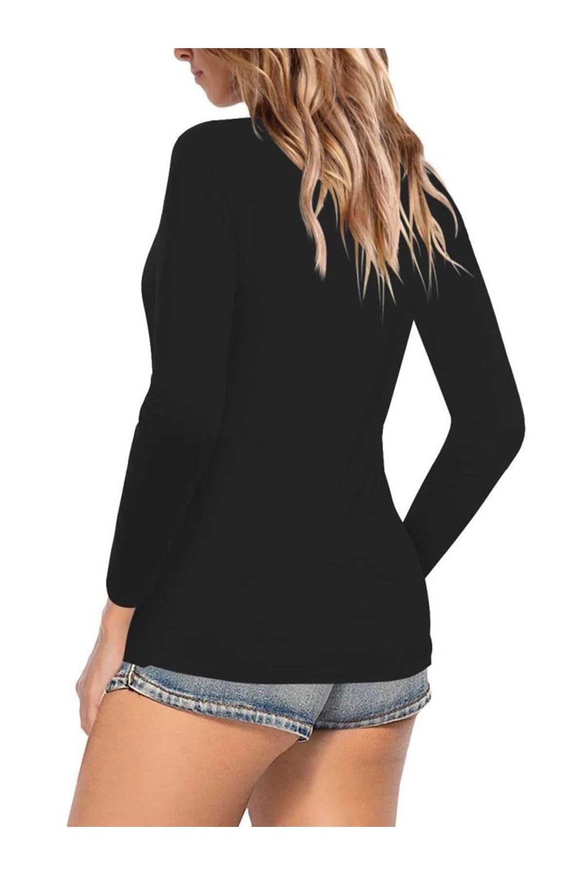 Kadın Uzun Kollu V Yaka Bluz