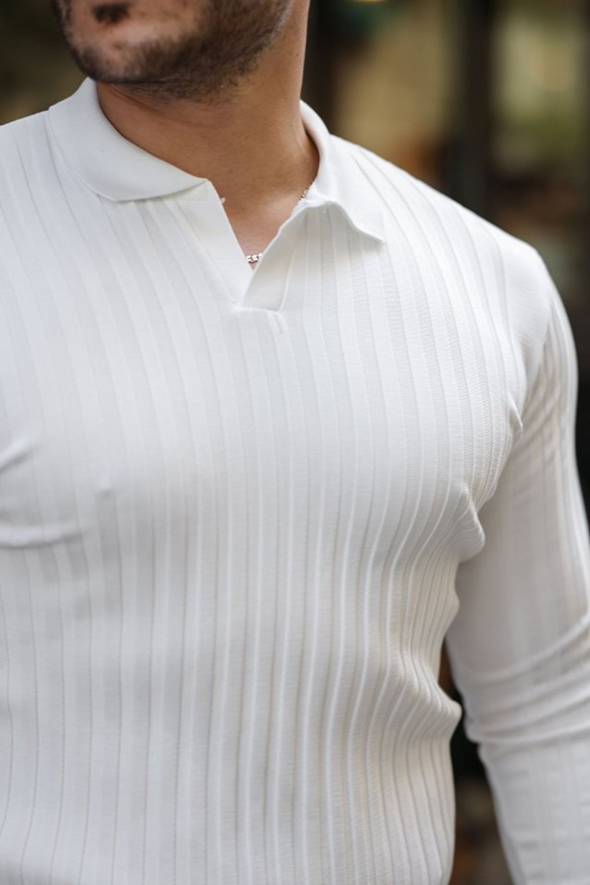 Erkek Kalın Fitilli Uzun Kollu Triko