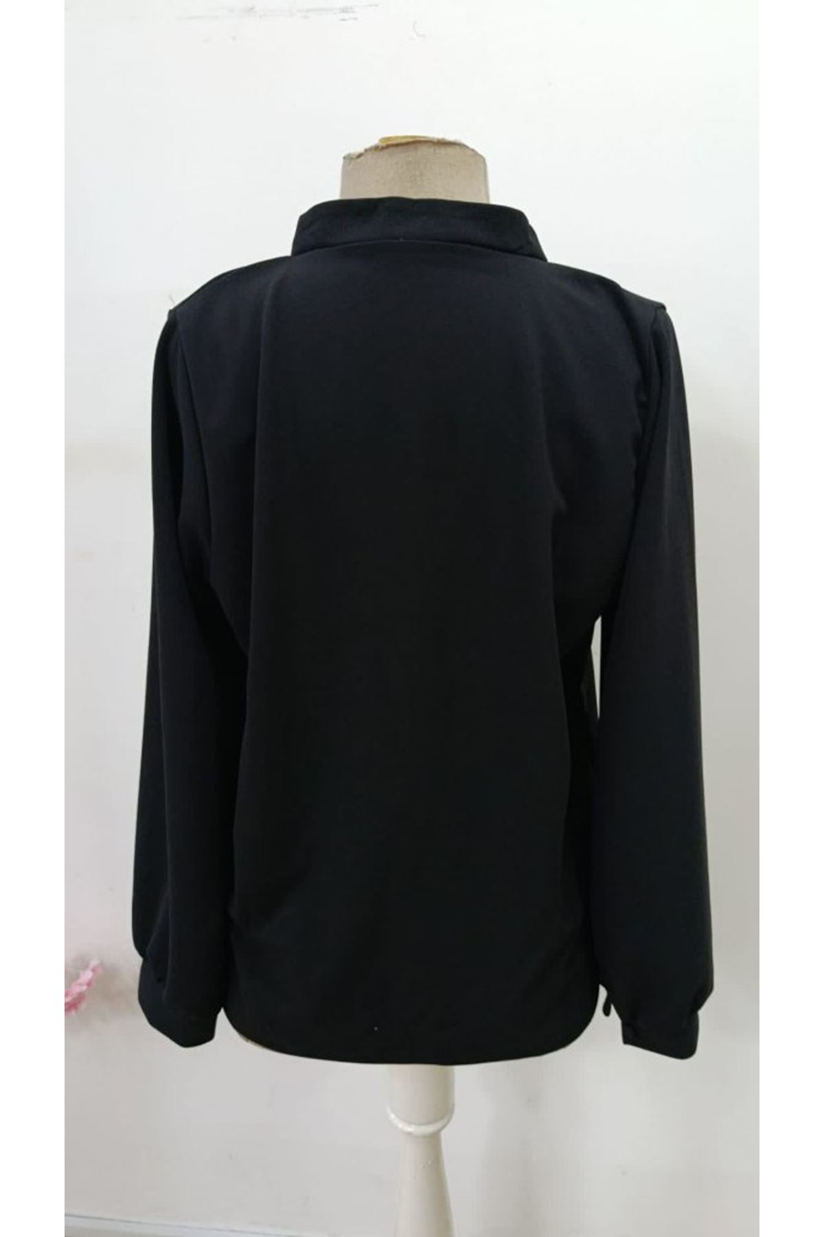 Kadın Uzun Kollu önden Düğmeli Hakim Yaka Ithal Krep Bluz