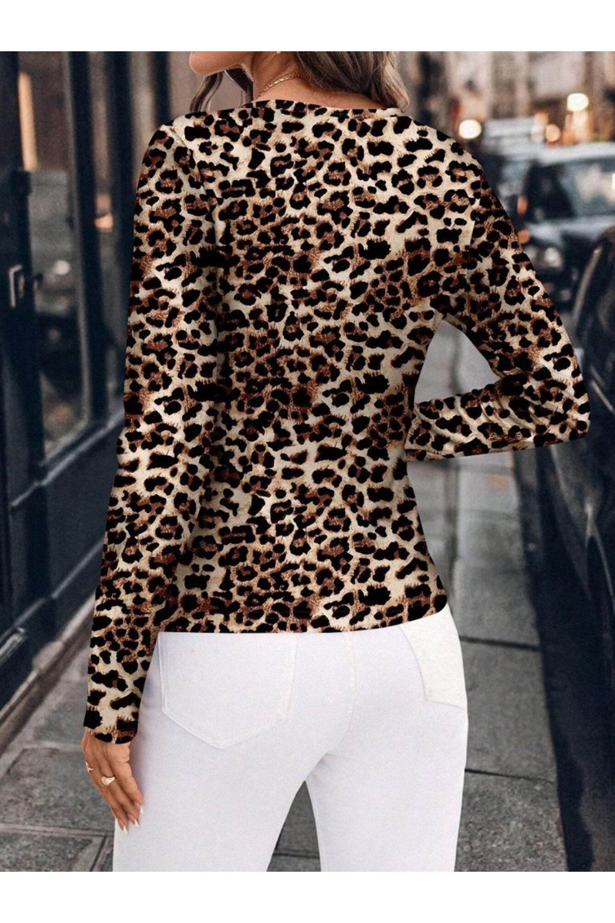 Kadın Uzun Kollu Kruvaze Yakalı Dantelli Kısa Viskon Bluz