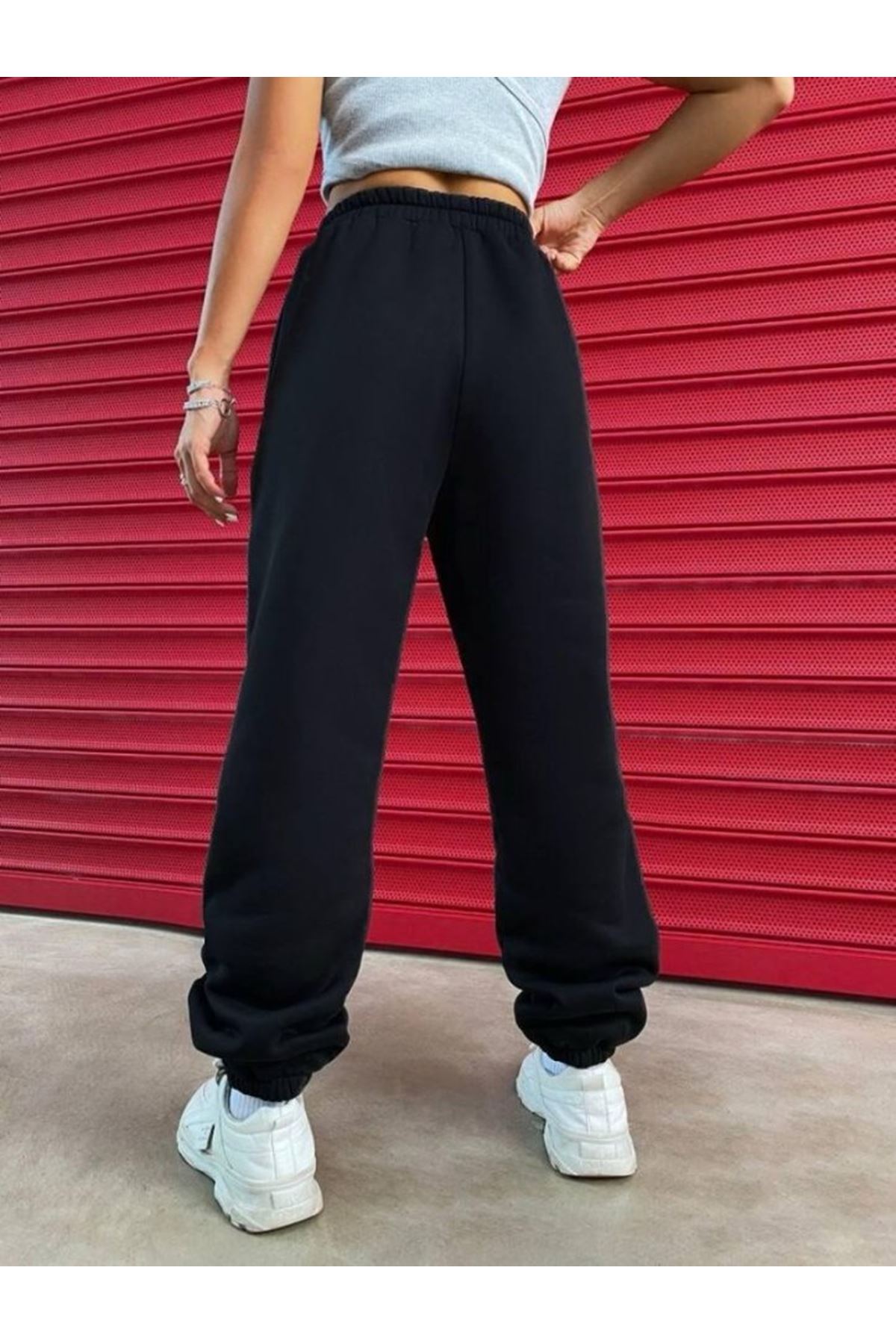 Kadın Yüksek Beli Lastikli Içi Polar 3 Iplik Eşofman Altı