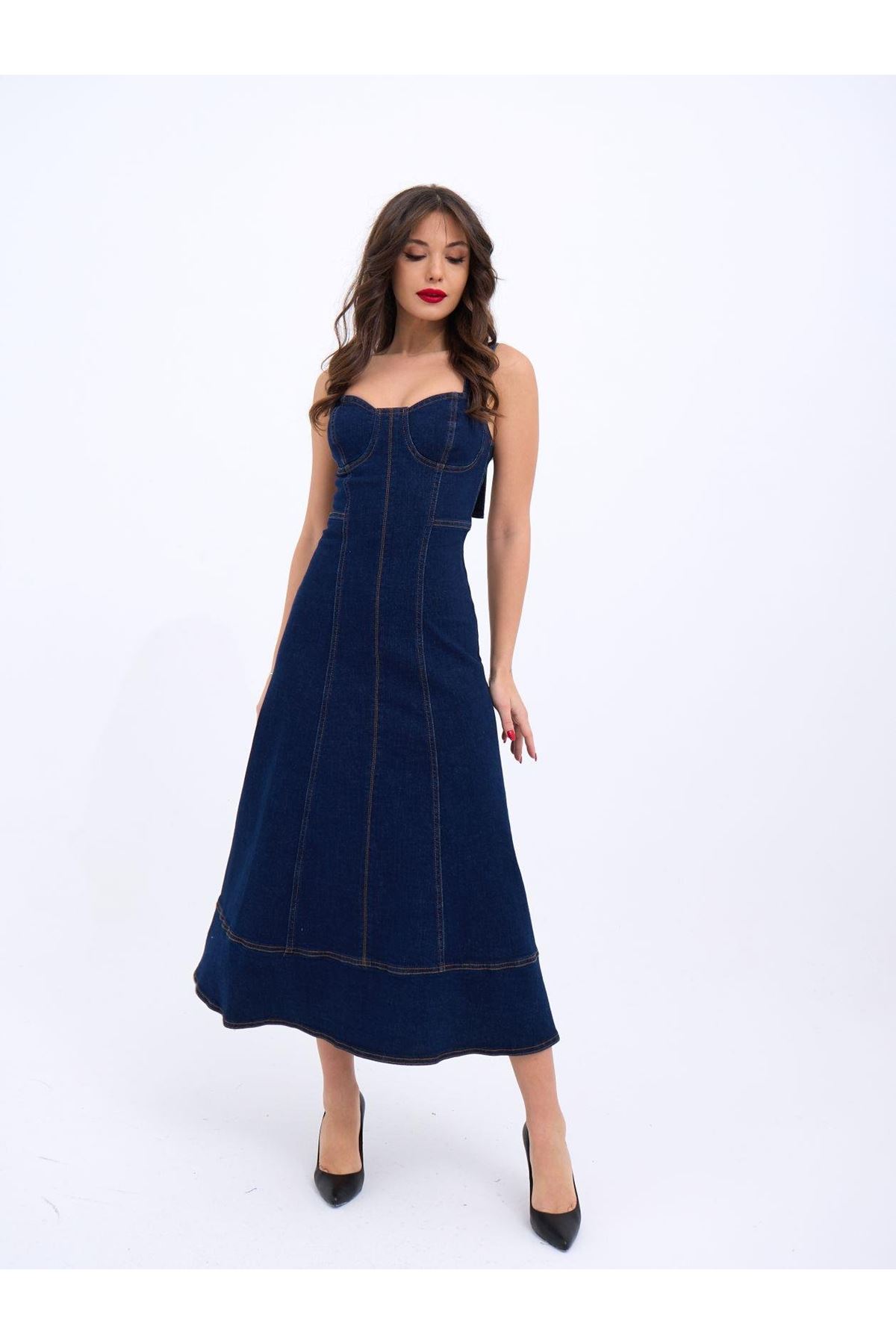 7090 KOT ELBİSE-MAVİ