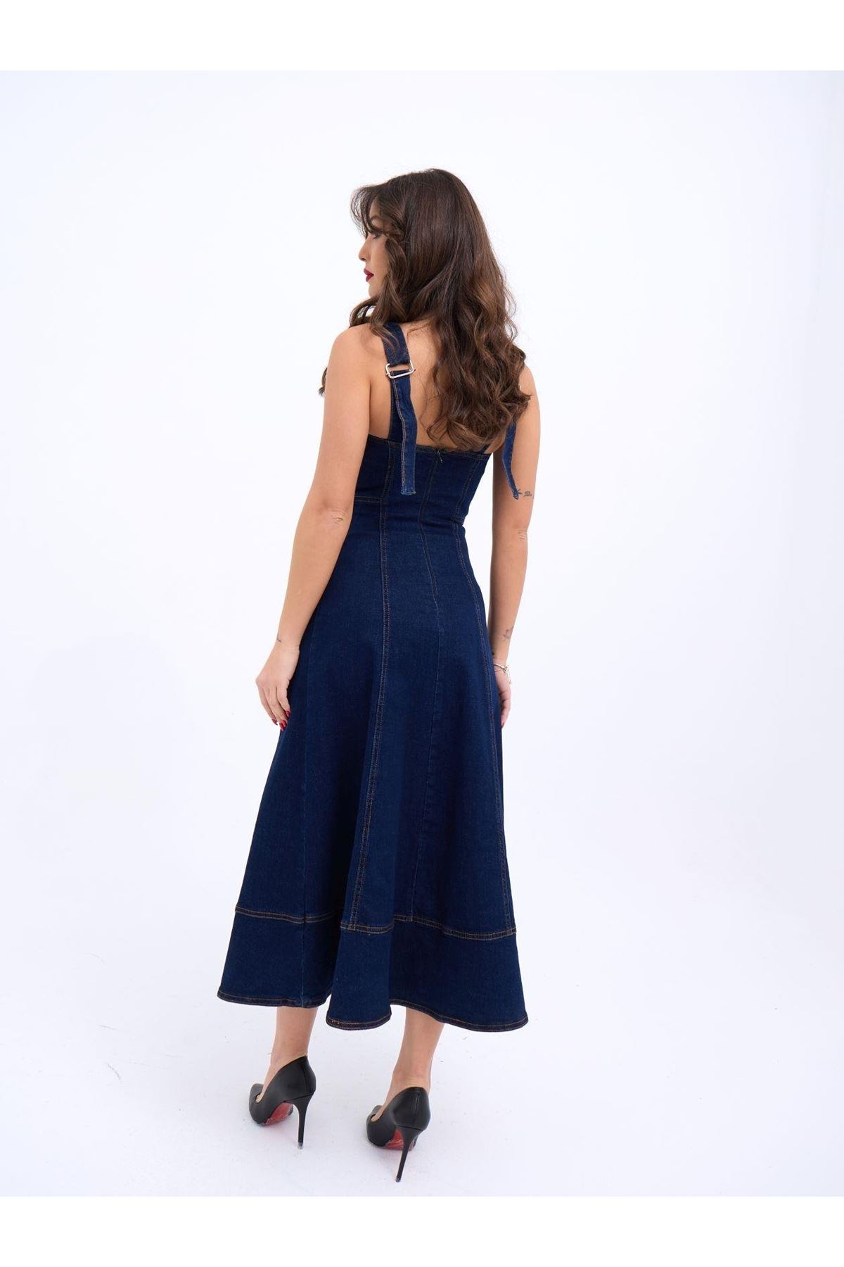 7090 KOT ELBİSE-MAVİ