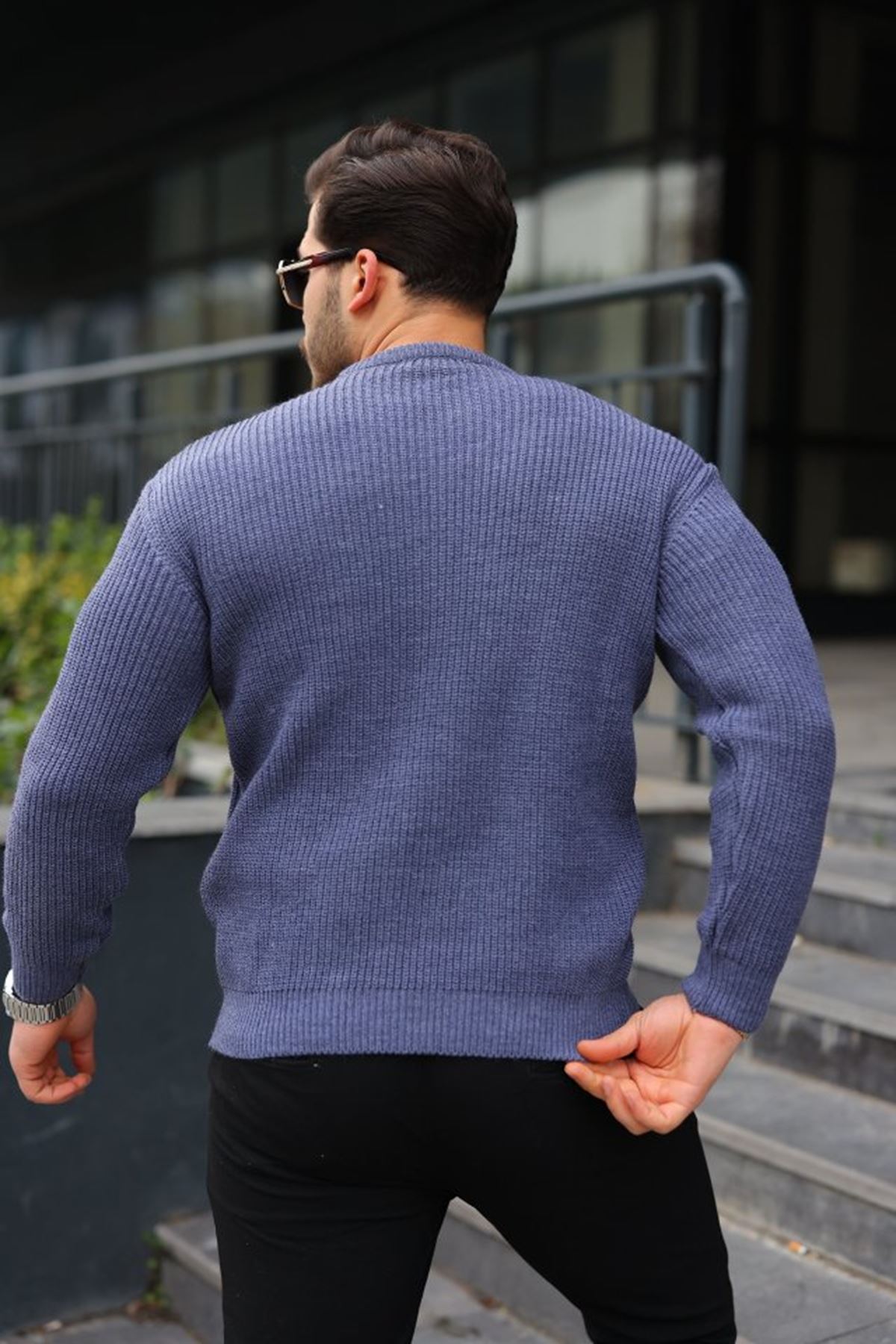 Erkek Bisiklet Yaka Örme Kazak