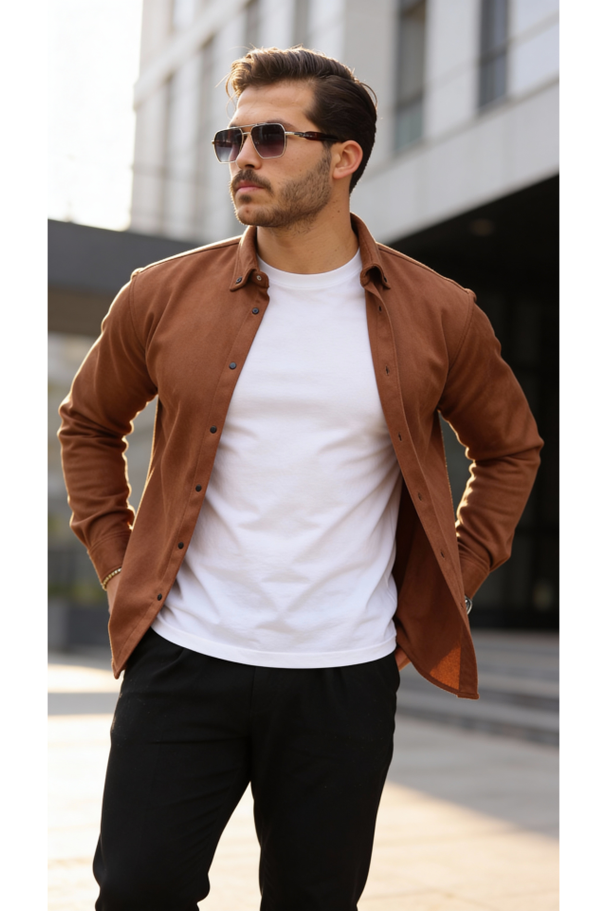 Erkek Uzun Kollu Süet Gömlek