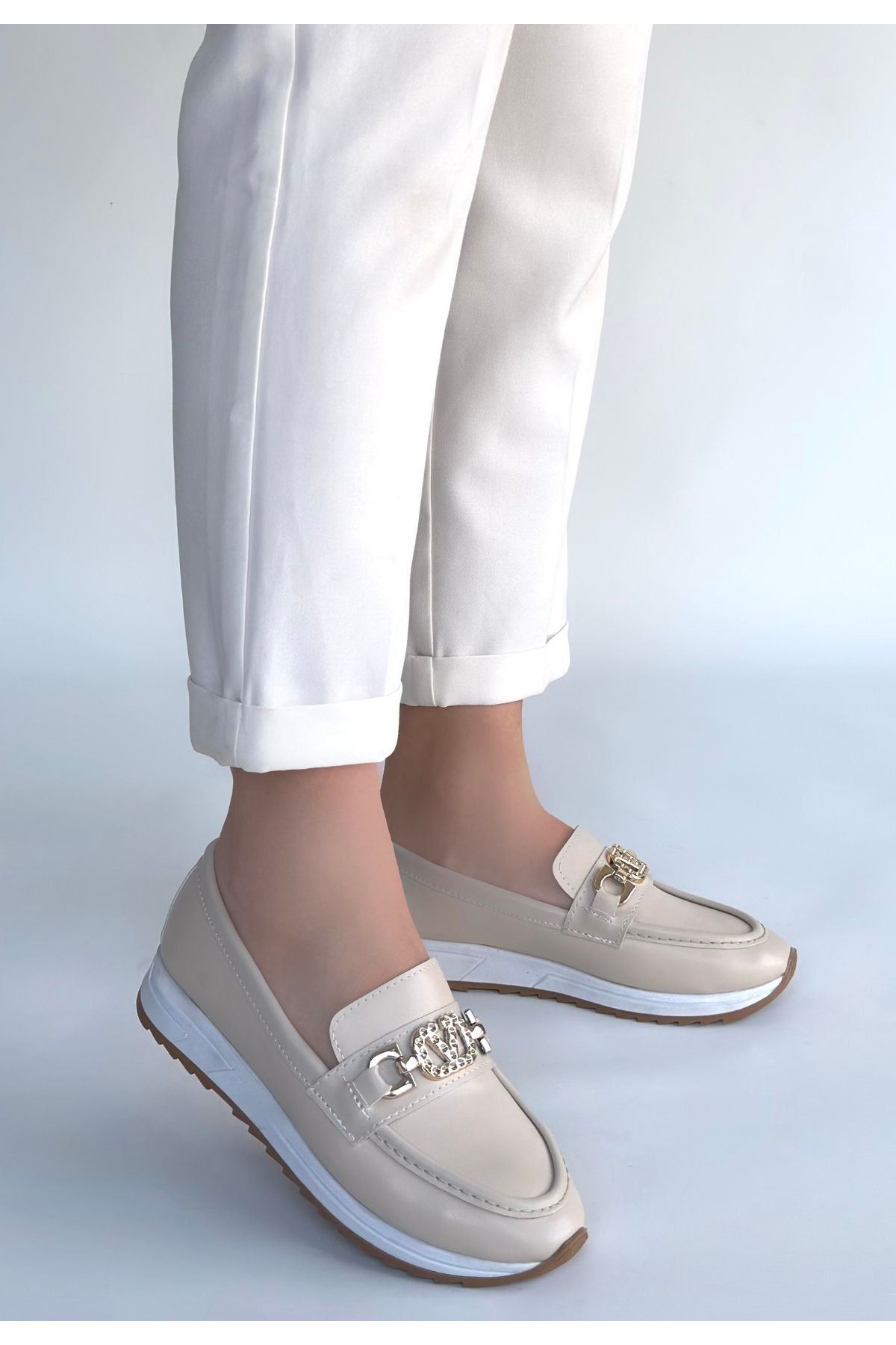 Otra Bej Cilt Babet Ayakkabı