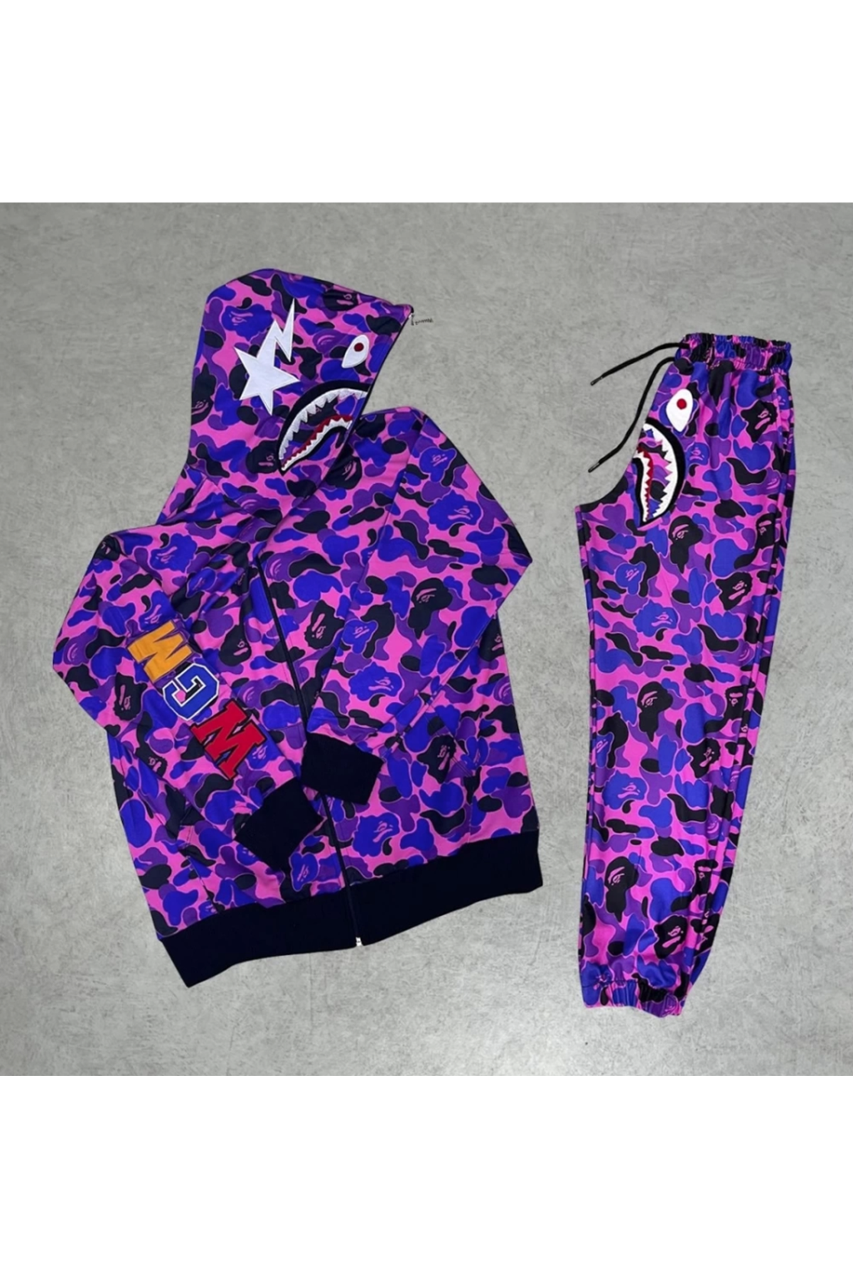 Unisex Pubg Bape X Shark Eşofman Takımı - Mor