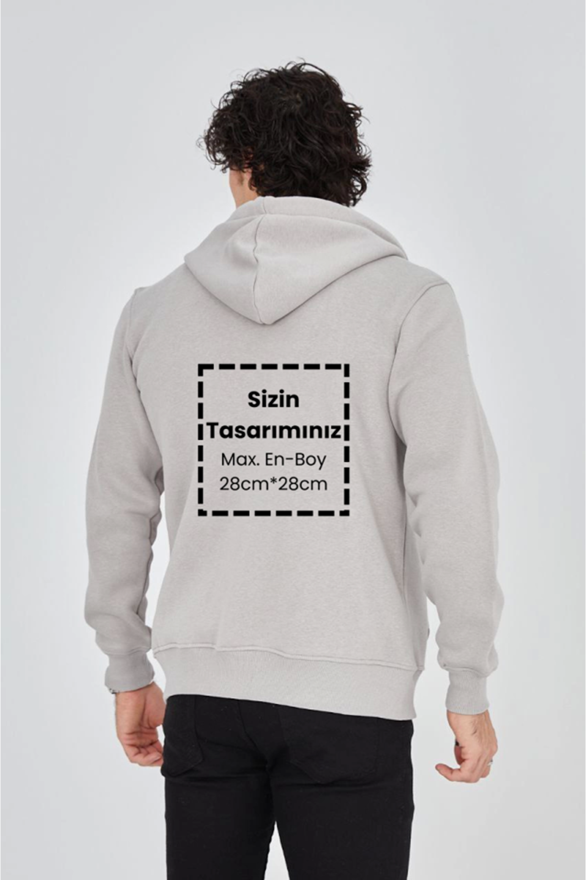 Unisex Tam Fermuarlı Kapşonlu Özel Tasarım SweatShirt - Boyama Gri