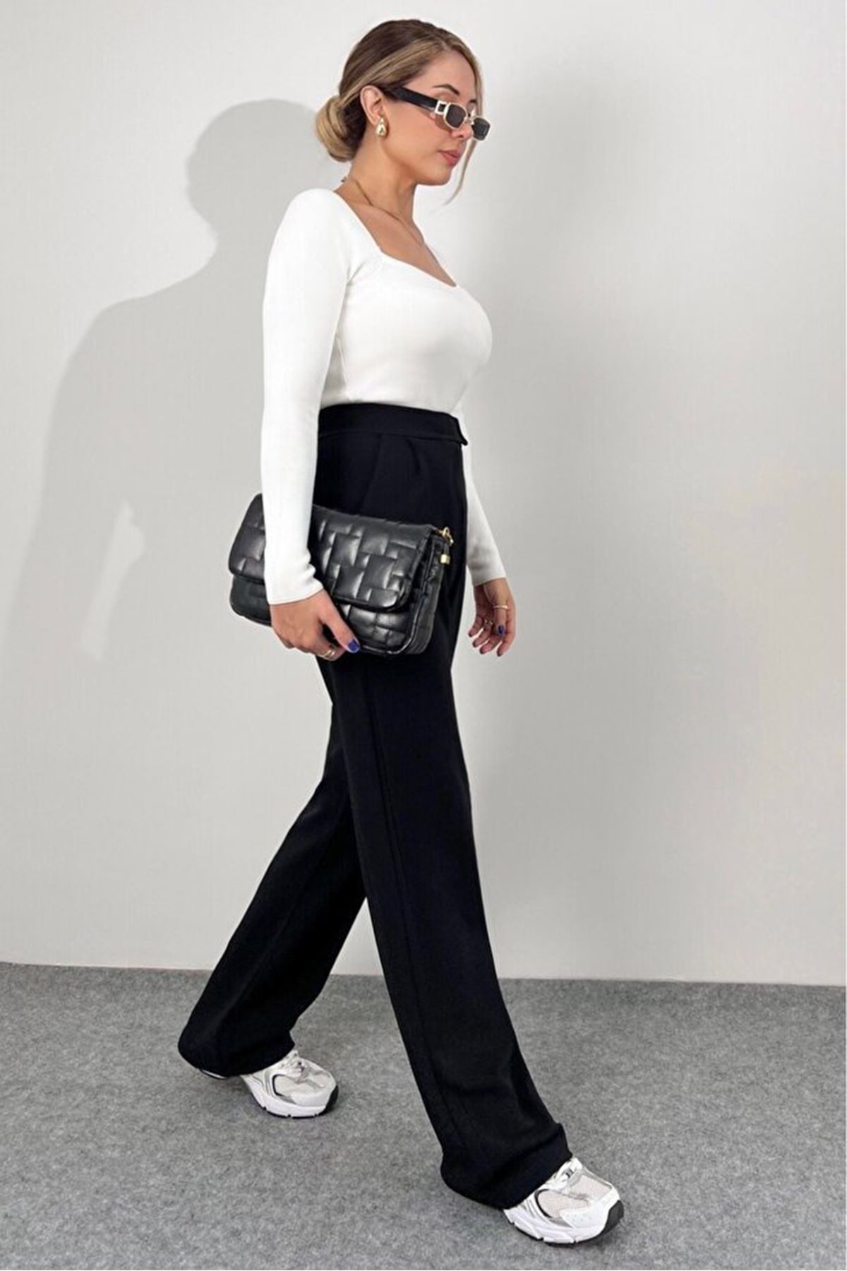 Kadın Yüksek Bel Cepli Cırt Kapama Janjan Krep Pantolon