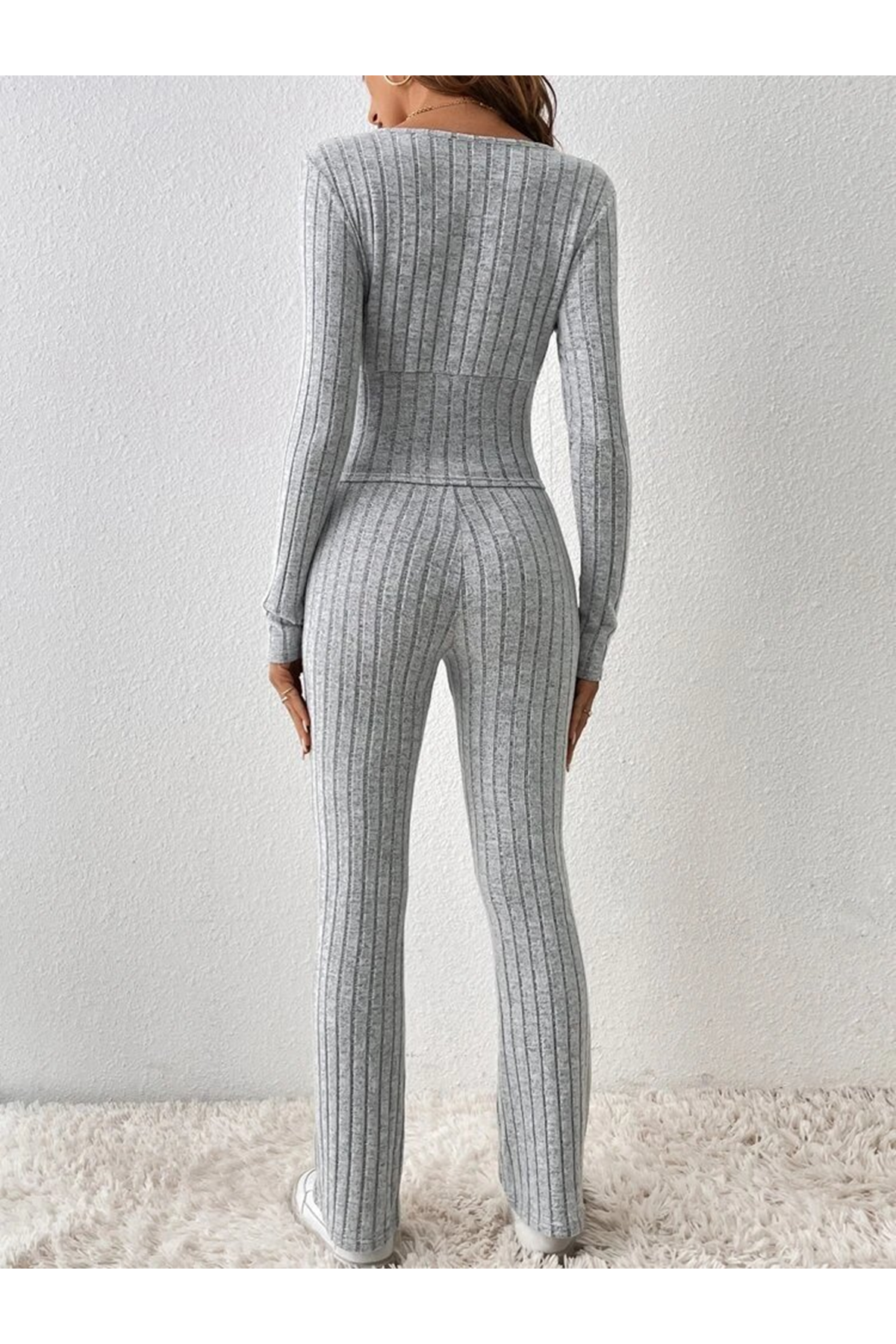 Kadın Uzun Kollu şardonlu Kaşkorse Ikili Takım