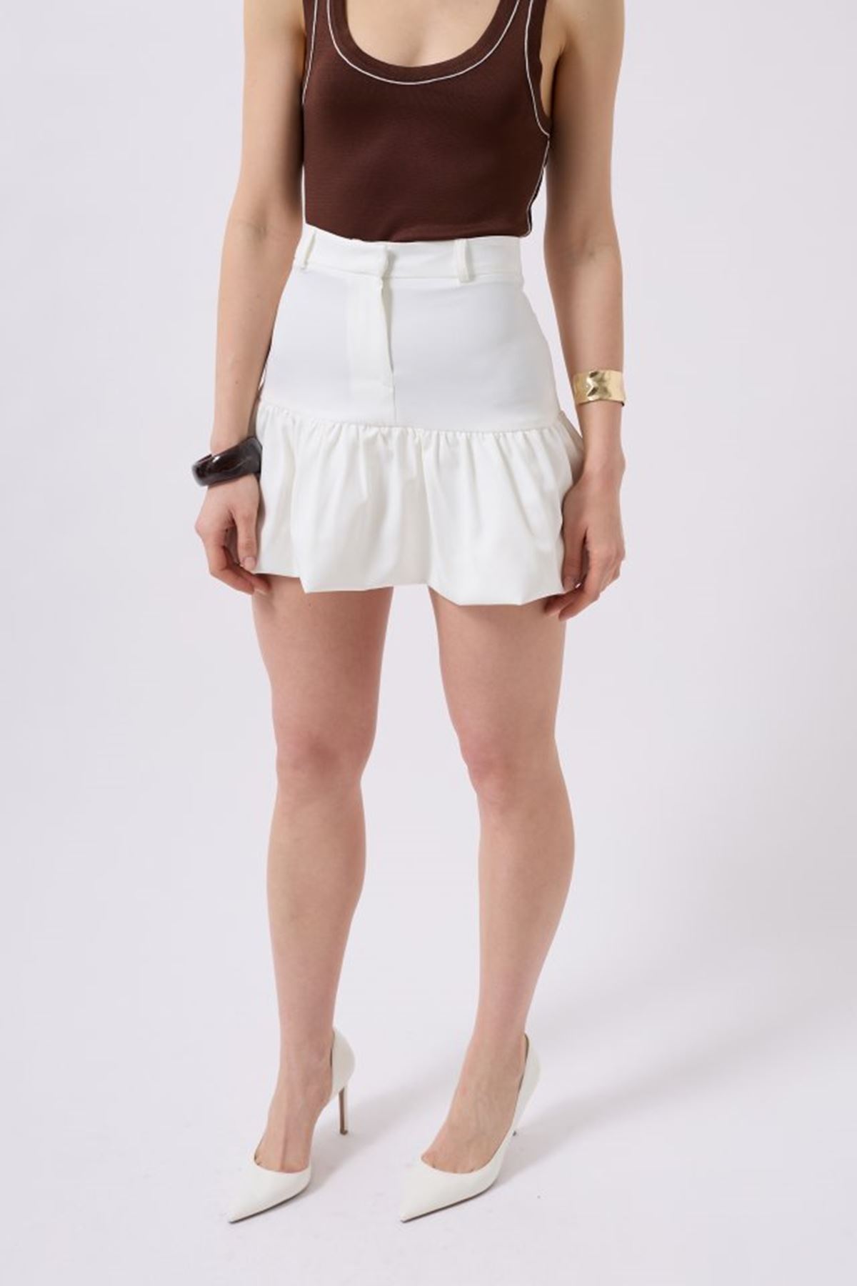 Büzgü Detay Mini Etek