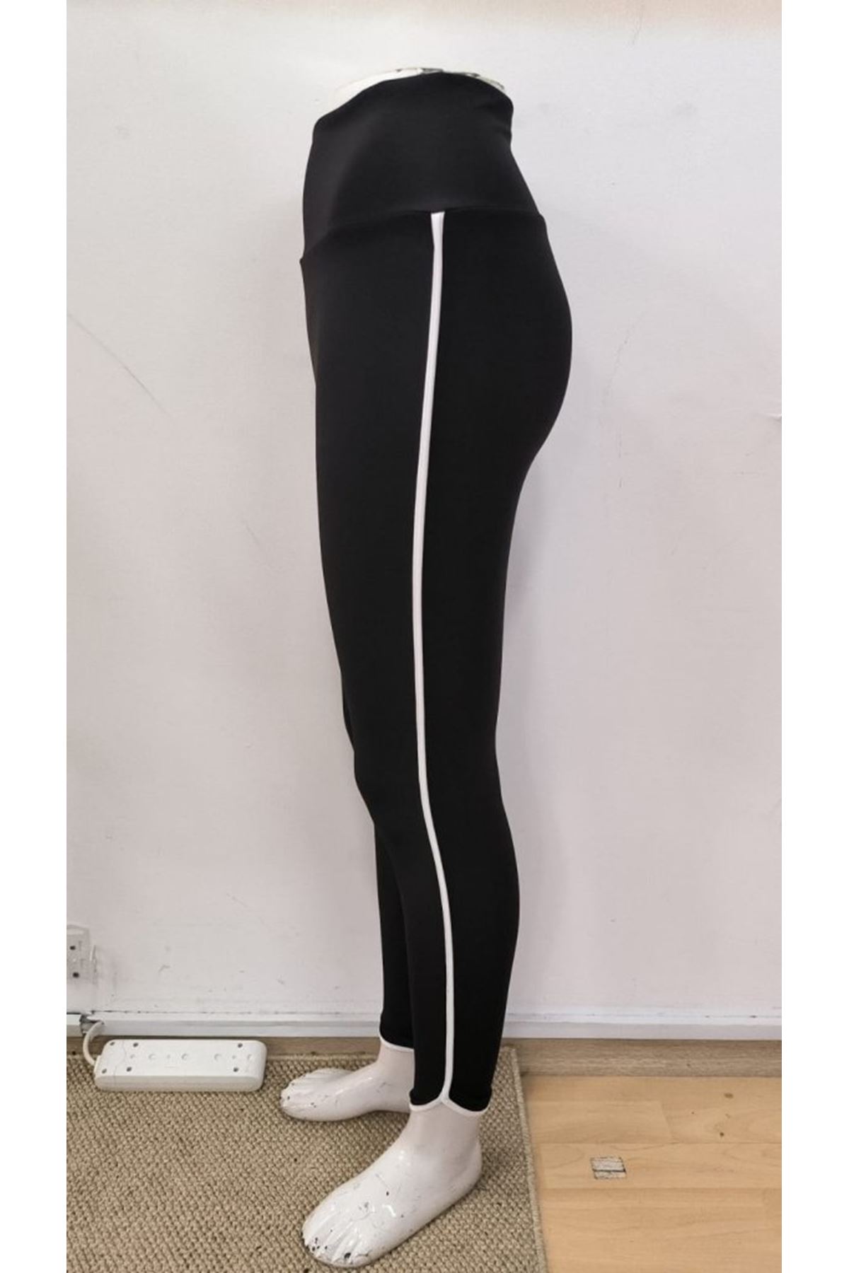 Kadın Yüksek Bel Yan şerit Detaylı Dalgıç Tayt