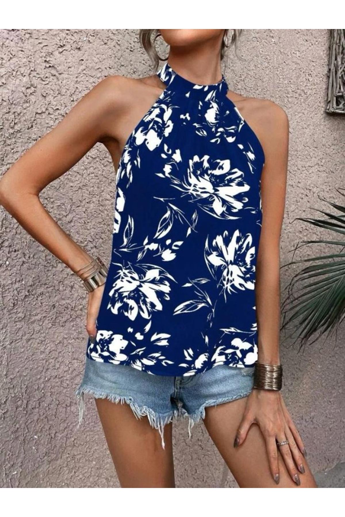 Kadın çiçek Desen Mikro Kumaş Bluz