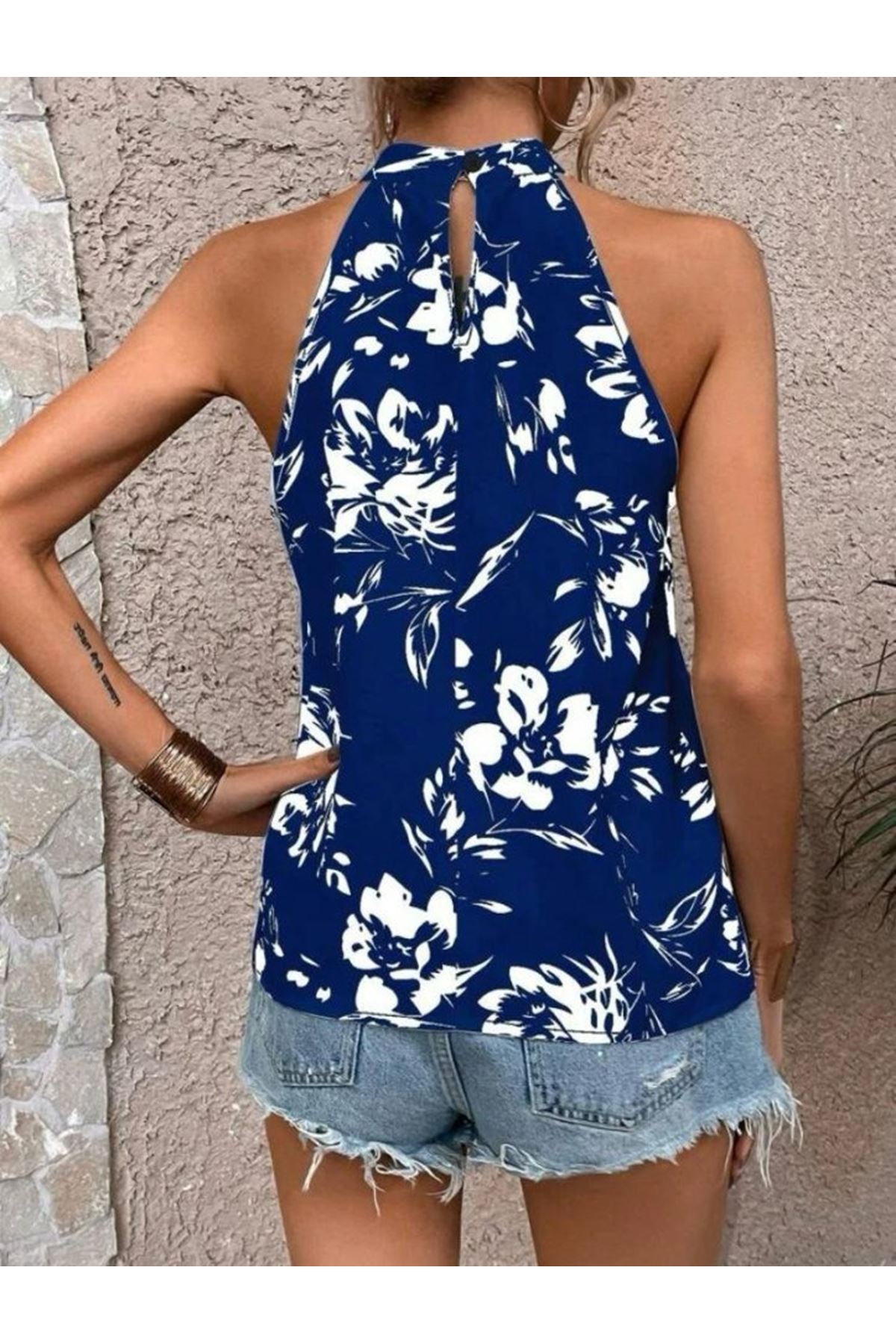 Kadın çiçek Desen Mikro Kumaş Bluz