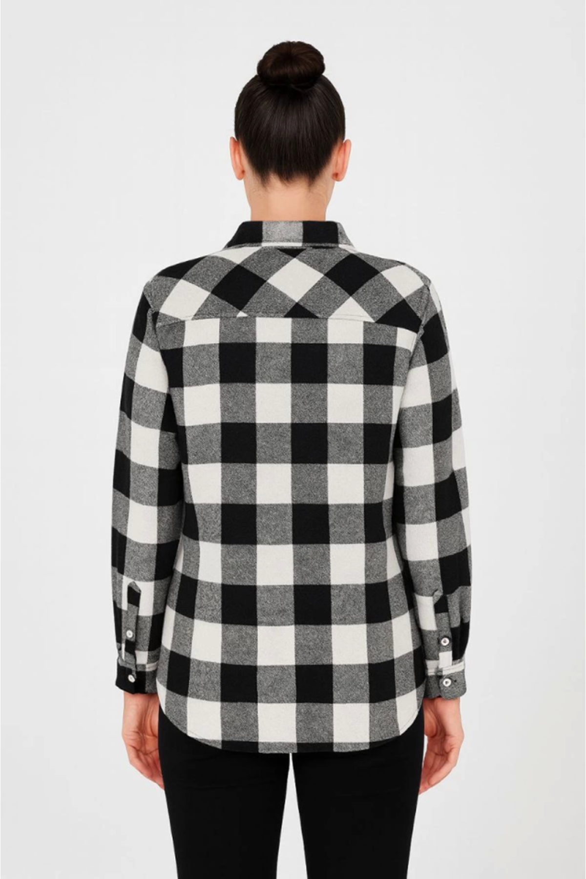 Uzun Kollu Oduncu Gömlek - Siyah