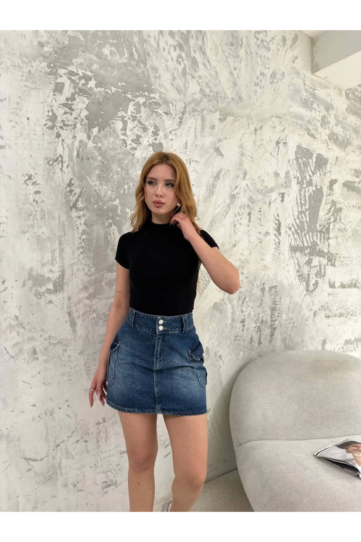 Kısa Kol Badi Bluz - Siyah