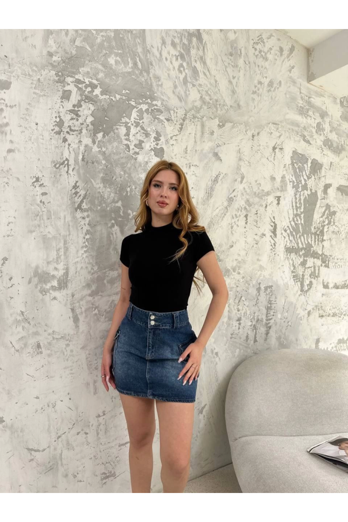 Kısa Kol Badi Bluz - Siyah