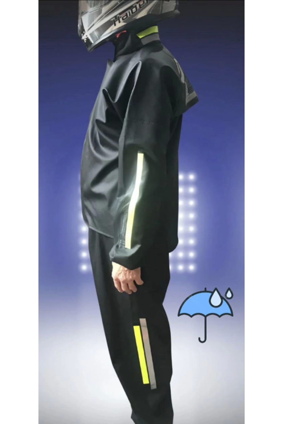 Tam Kalıp Motorcu Kurye Su Gecirmez Yağmurluk Takım - Siyah