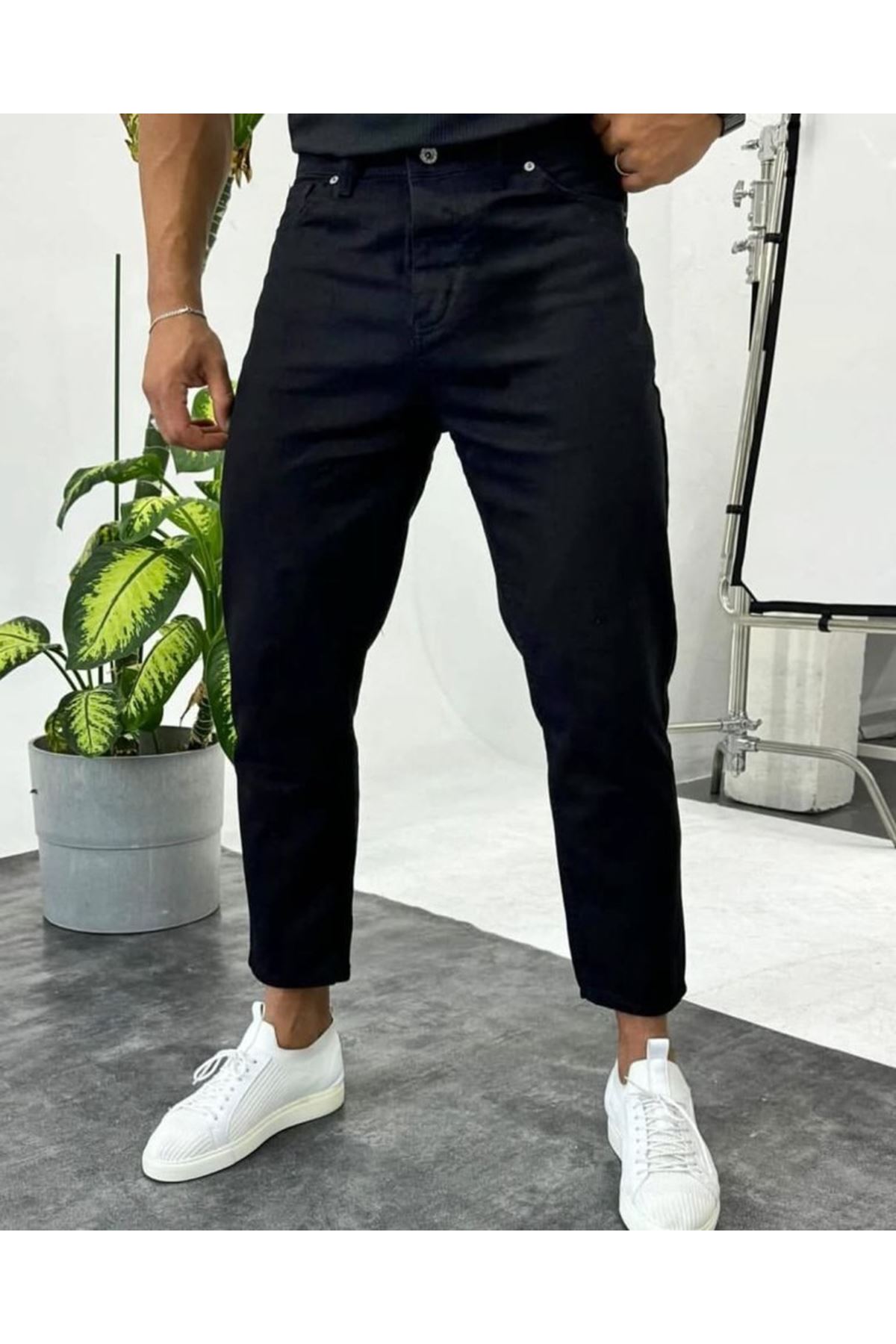 Erkek Siyah Mom Jean