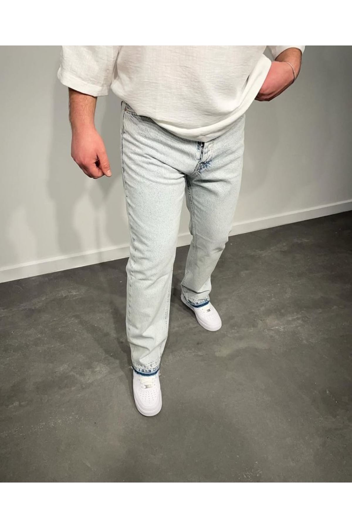 Erkek Paça Detaylı Baggy Jean