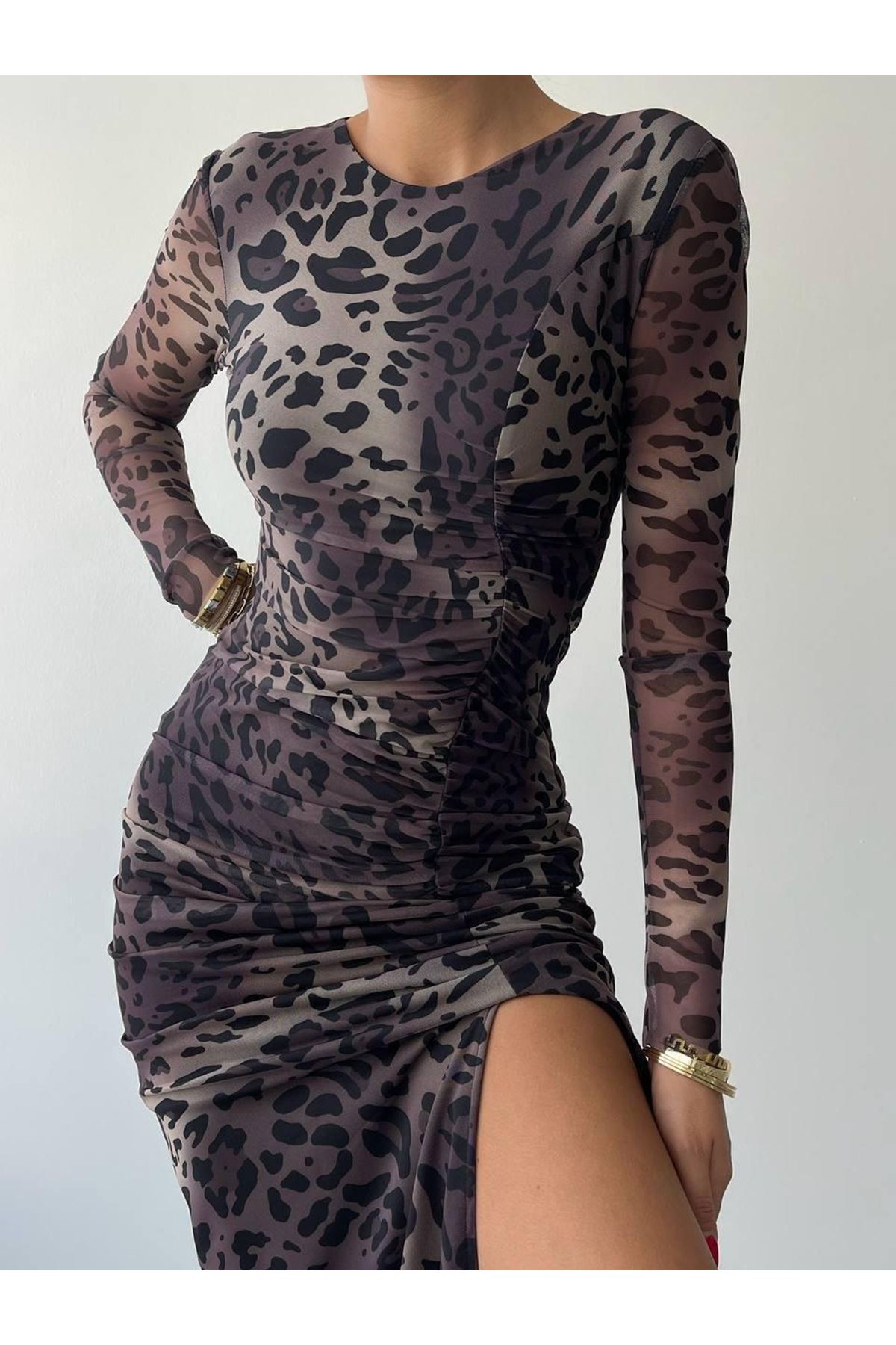 Gena Tül Midi Boy Elbise