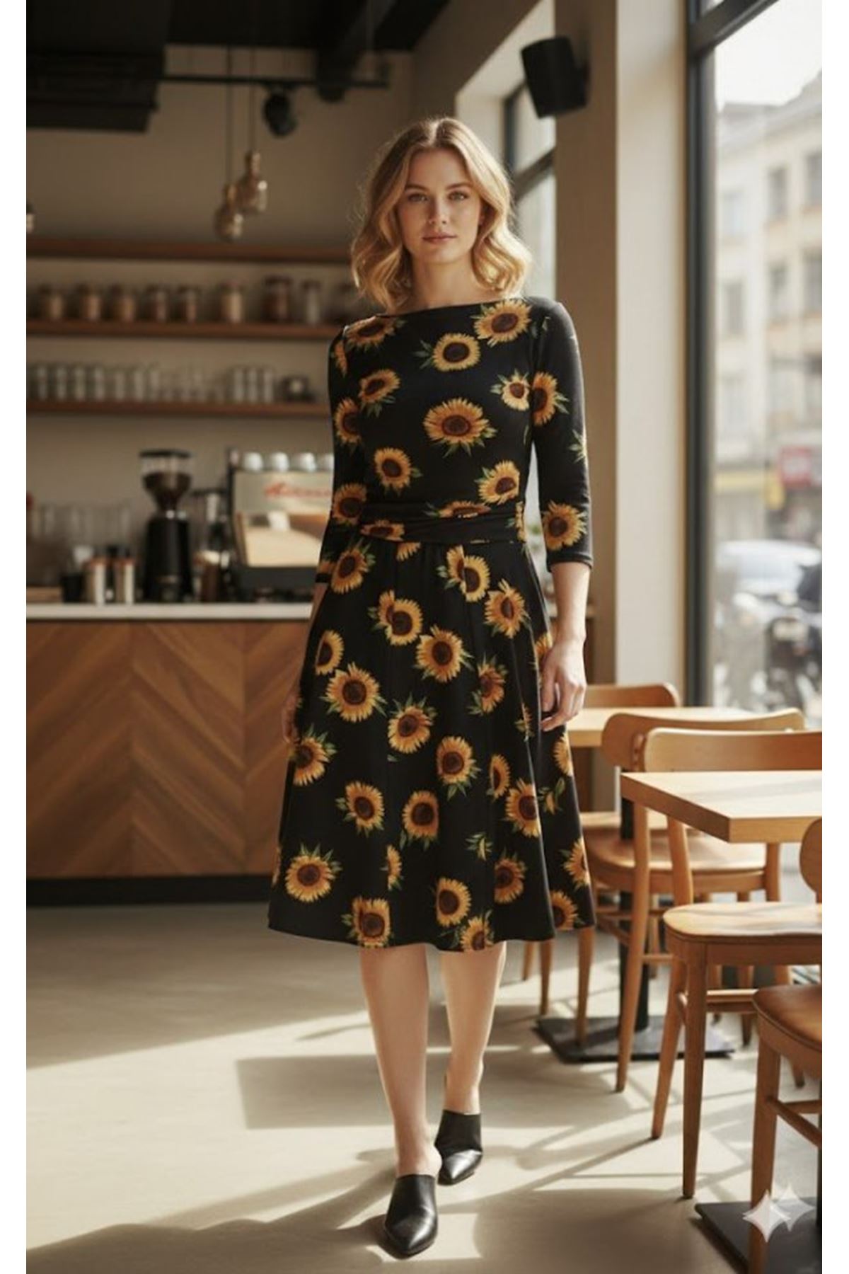 Kadın Fakir Kol Bisiklet Yaka Midi Mikro Elbise