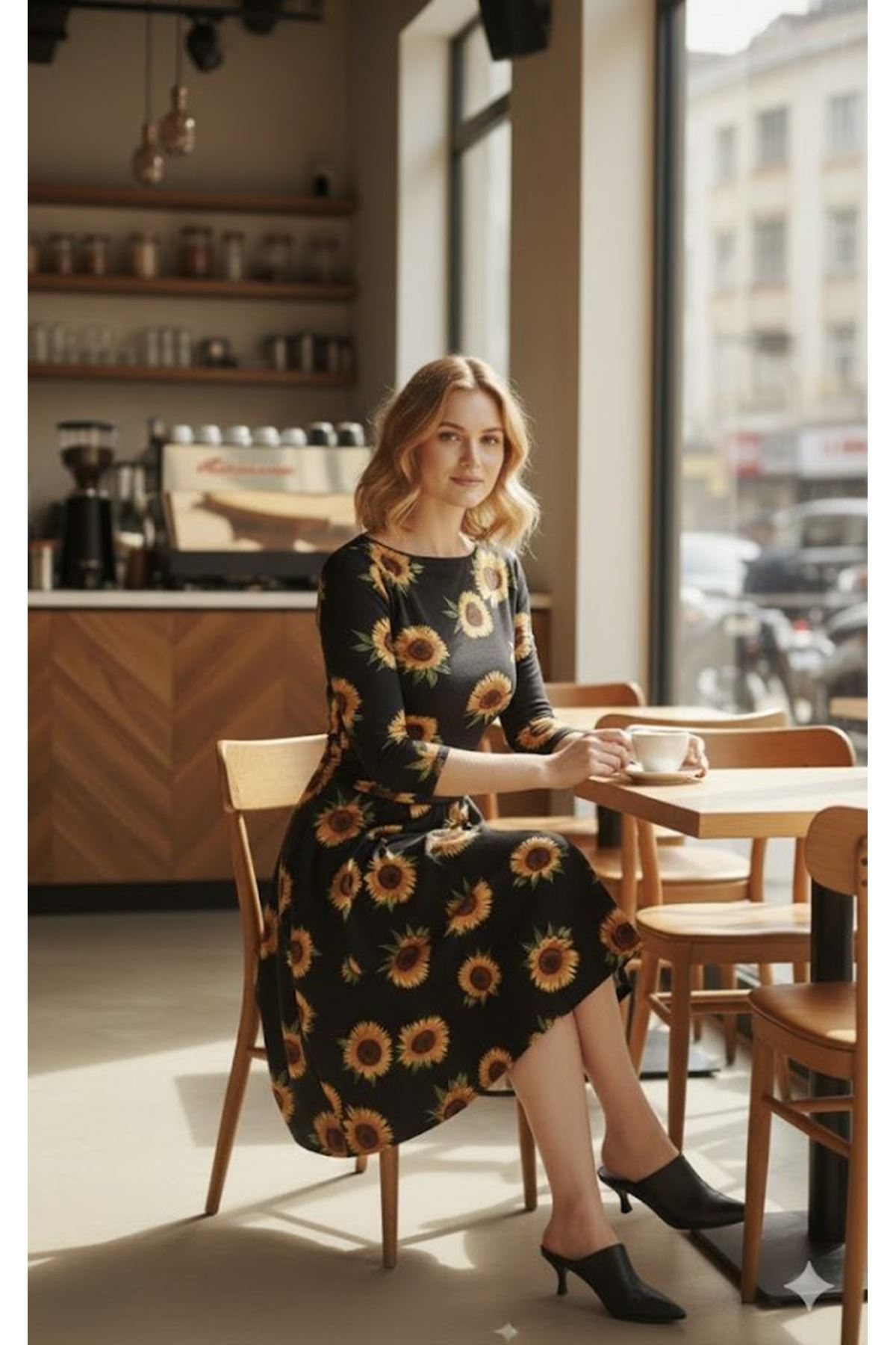 Kadın Fakir Kol Bisiklet Yaka Midi Mikro Elbise