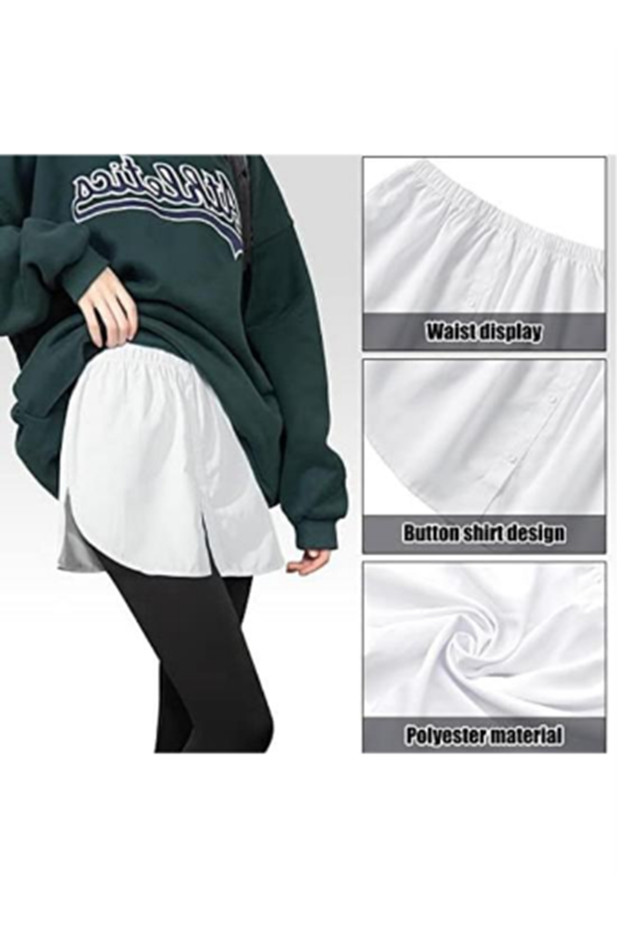 Lastikli Düğmeli Kurtarıcı Gömlek Altı Eteklik -Beyaz