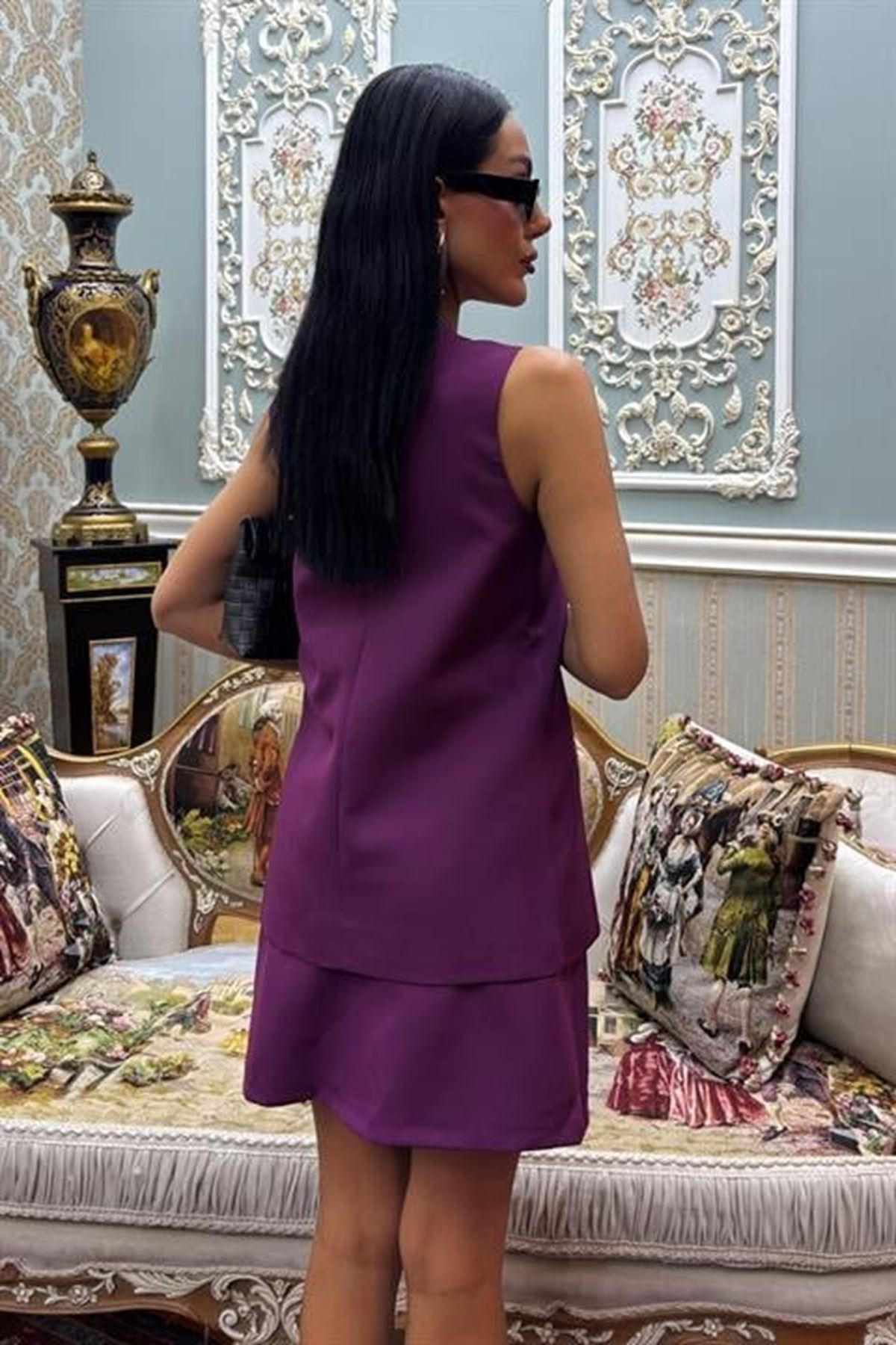 Uzun Yelekli Ve Mini Etekli Double Takım 10108