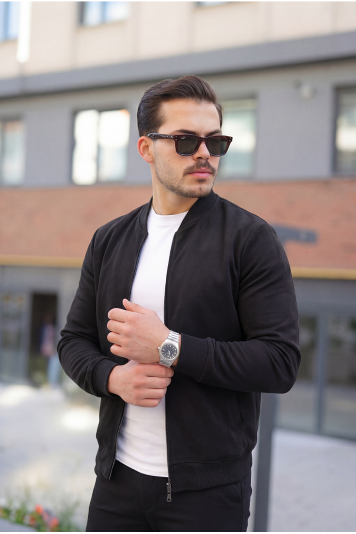 Erkek Scuba Süet Kumaş Bomber Hırka