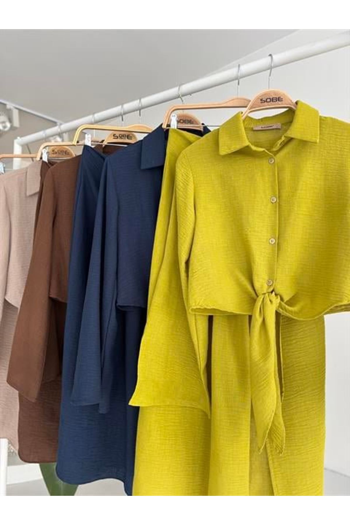 Crop Gömlekli Ve Eteği Büzgülü Tasarım Takım 10195