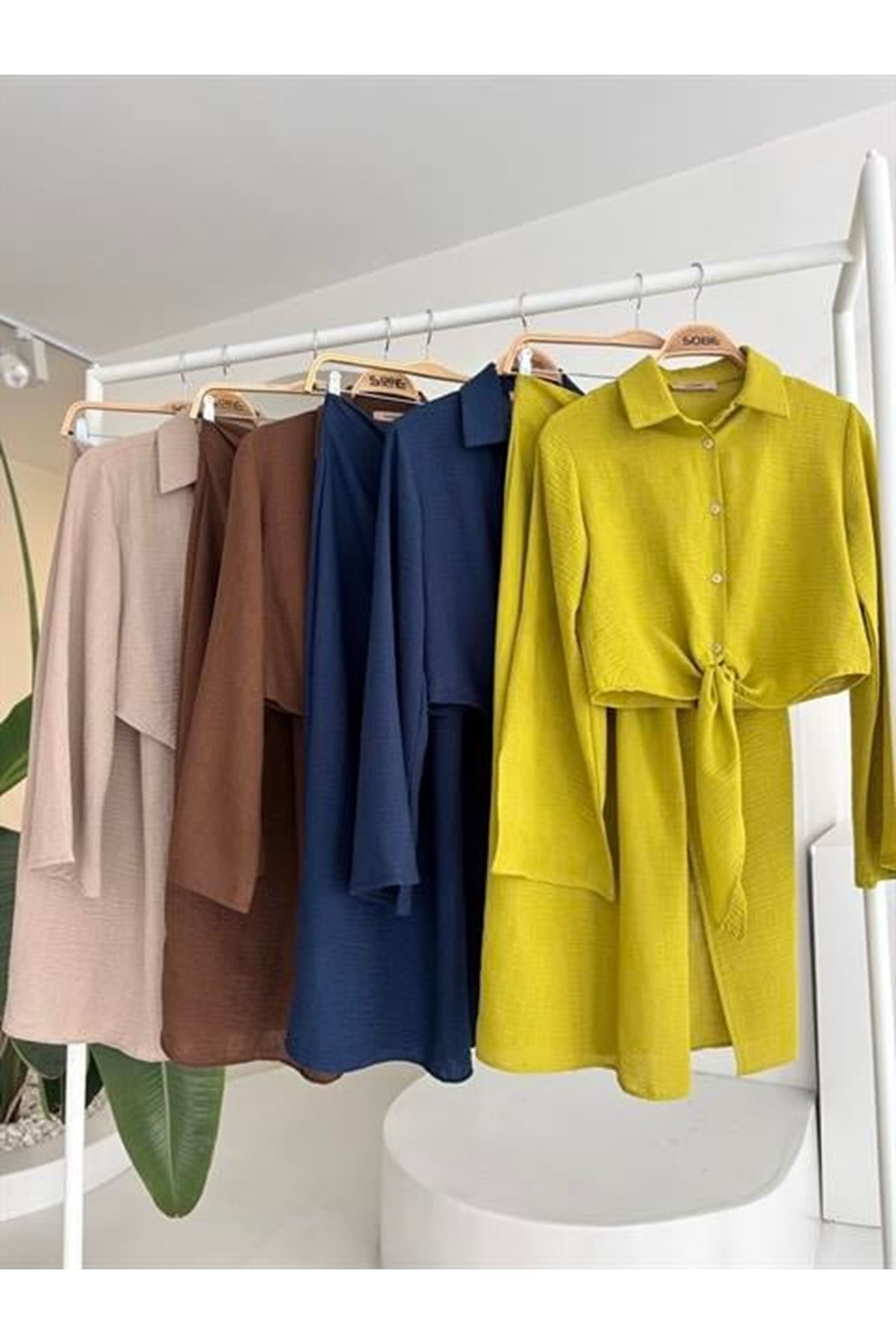 Crop Gömlekli Ve Eteği Büzgülü Tasarım Takım 10195