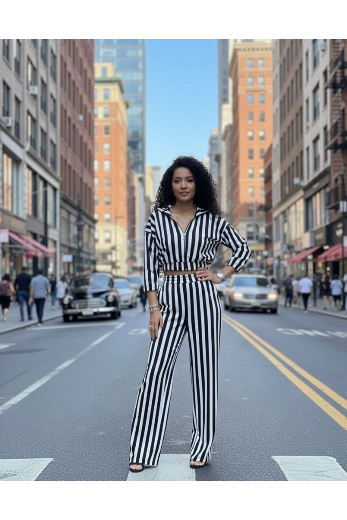 Kadın çizgi Detay Kadife Kumaş Hırka Pantolon Ikili Takım