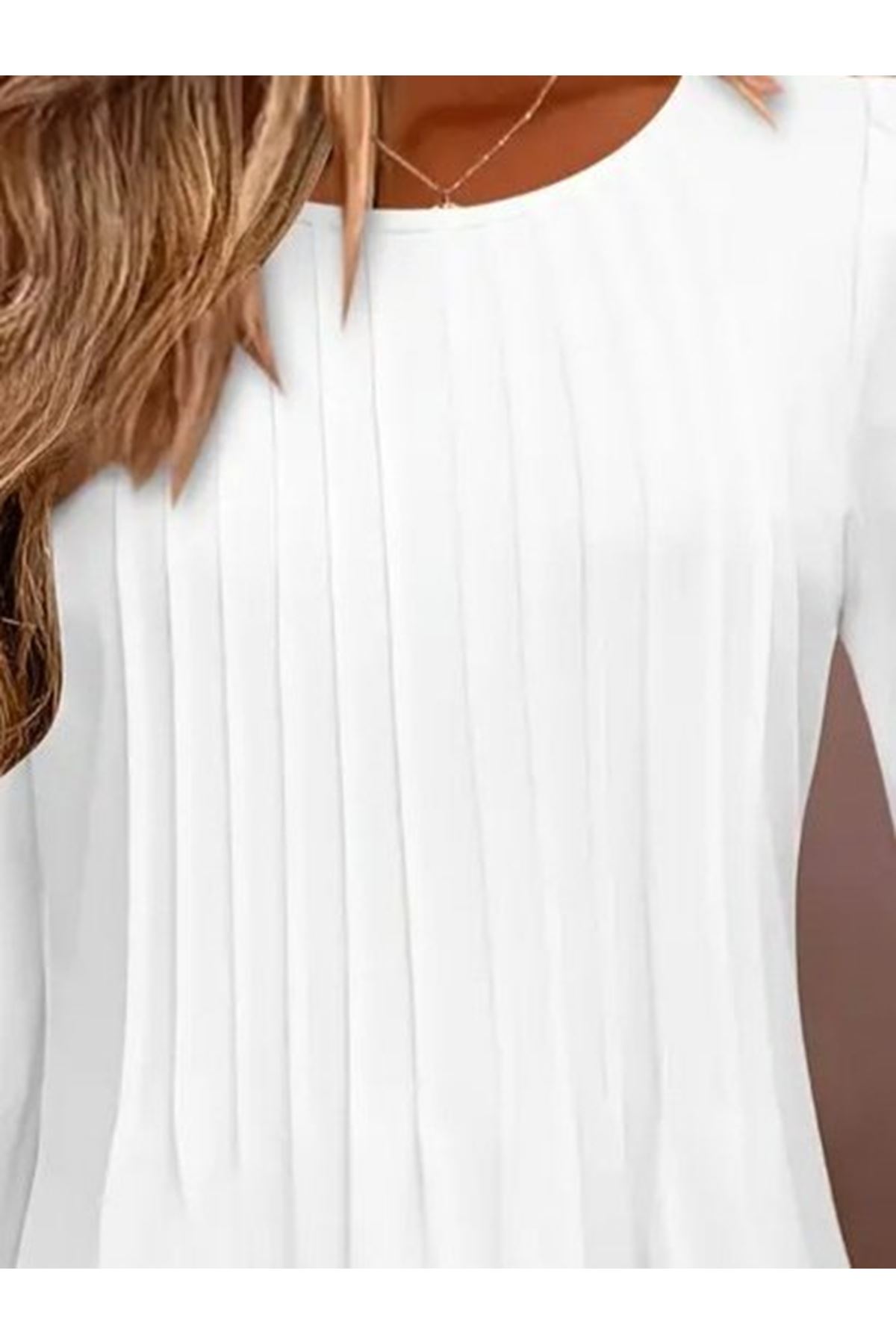 Kadın Uzun Kollu Yuvarlak Yaka Nervürlü Bluz