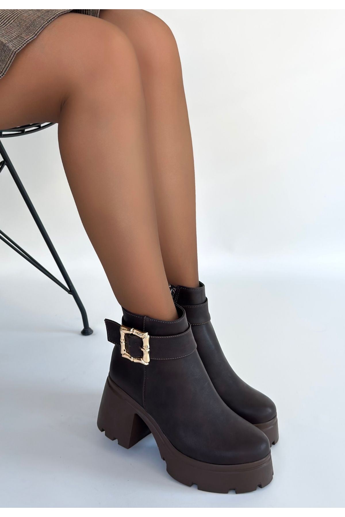 Pinma Acı Kahve Cilt Topuklu Bot