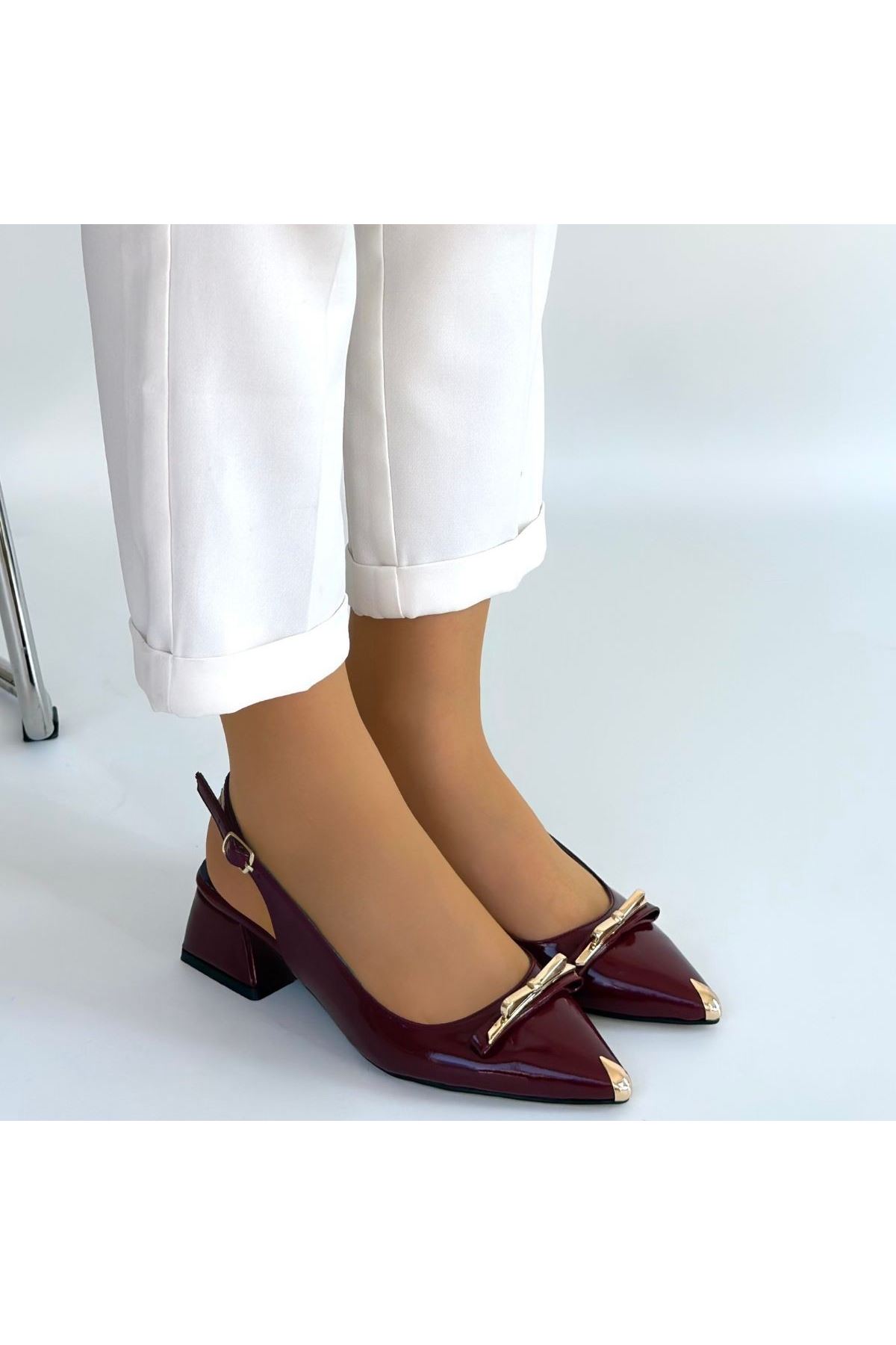 Ricy Bordo Rugan Topuklu Ayakkabı