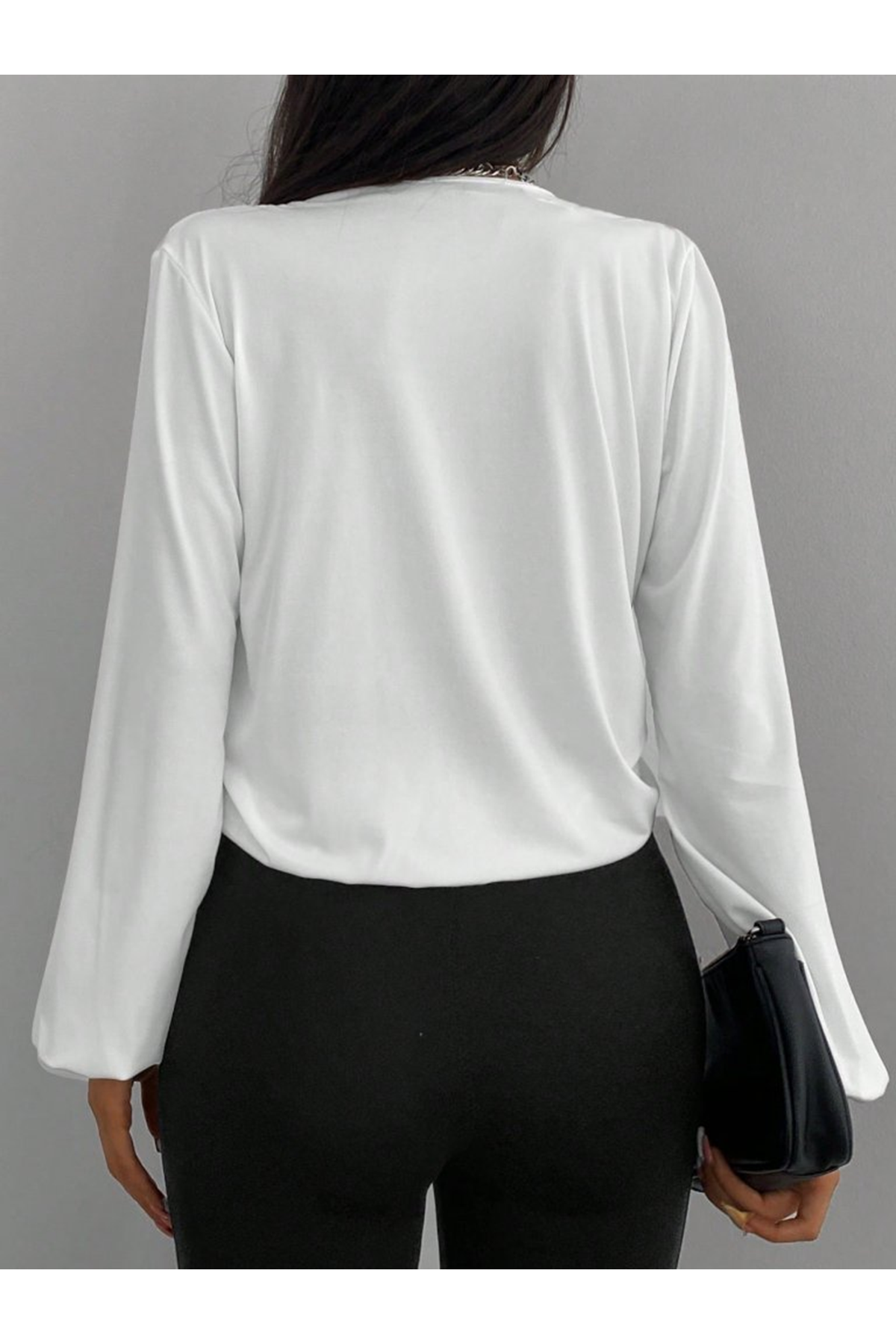 Kadın Beyaz Kruvaze Yaka Sandy Bluz